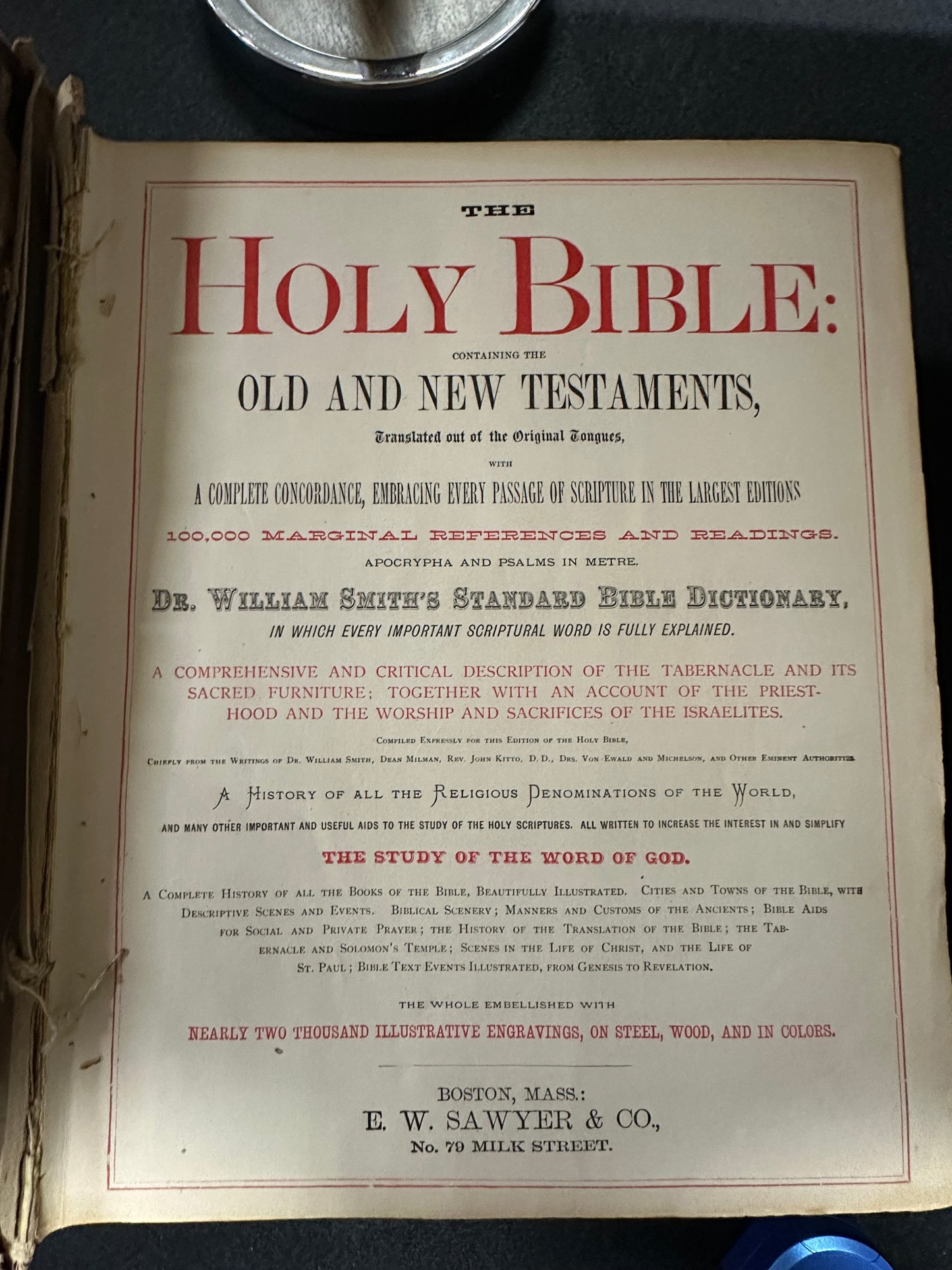 Stephen King, Salem’s Lot, Production Used Antique Bible, With Hand Drawings