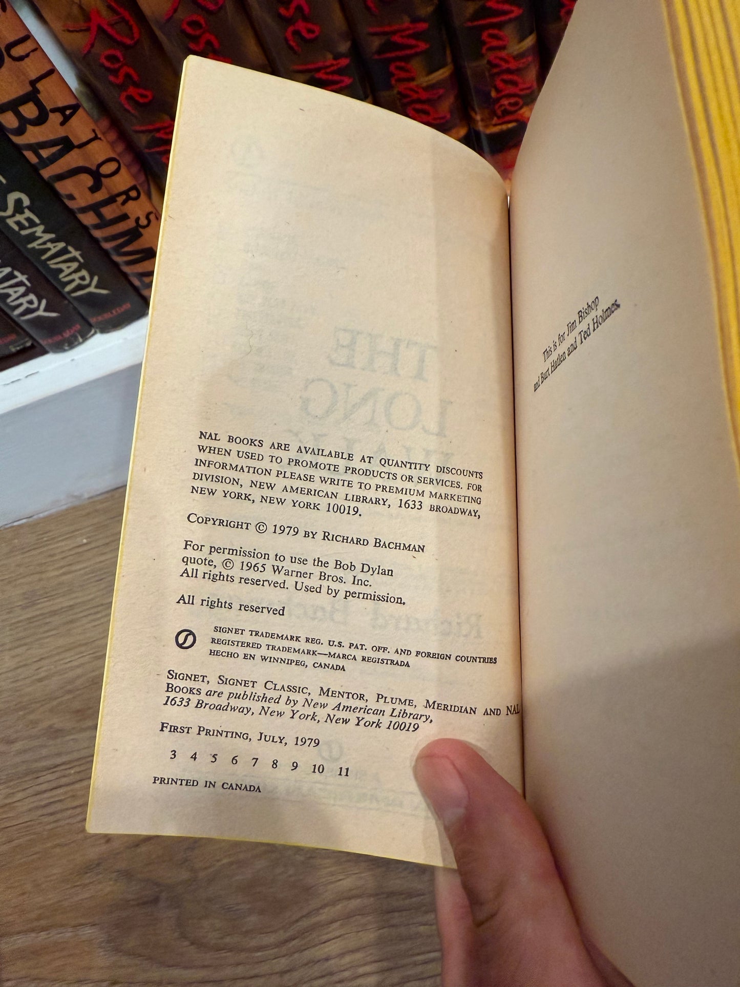 Stephen King, The Long Walk, Canadian Third Printing, Signet Publishing