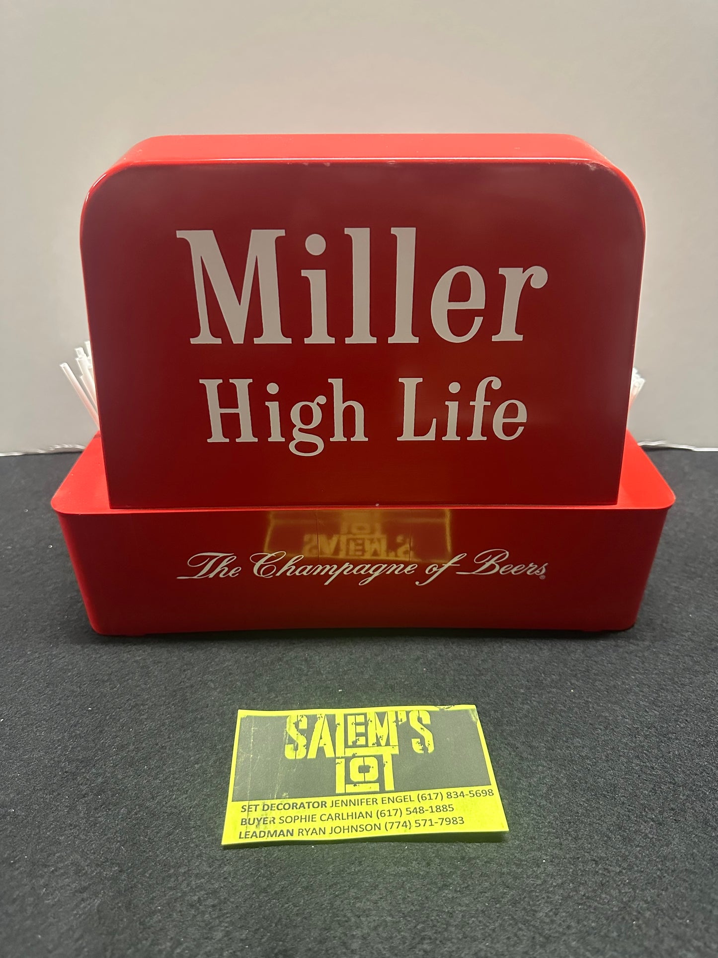Stephen King, Salem’s Lot, Screen Used, Vintage Miller High Life Napkin/Straw Holder