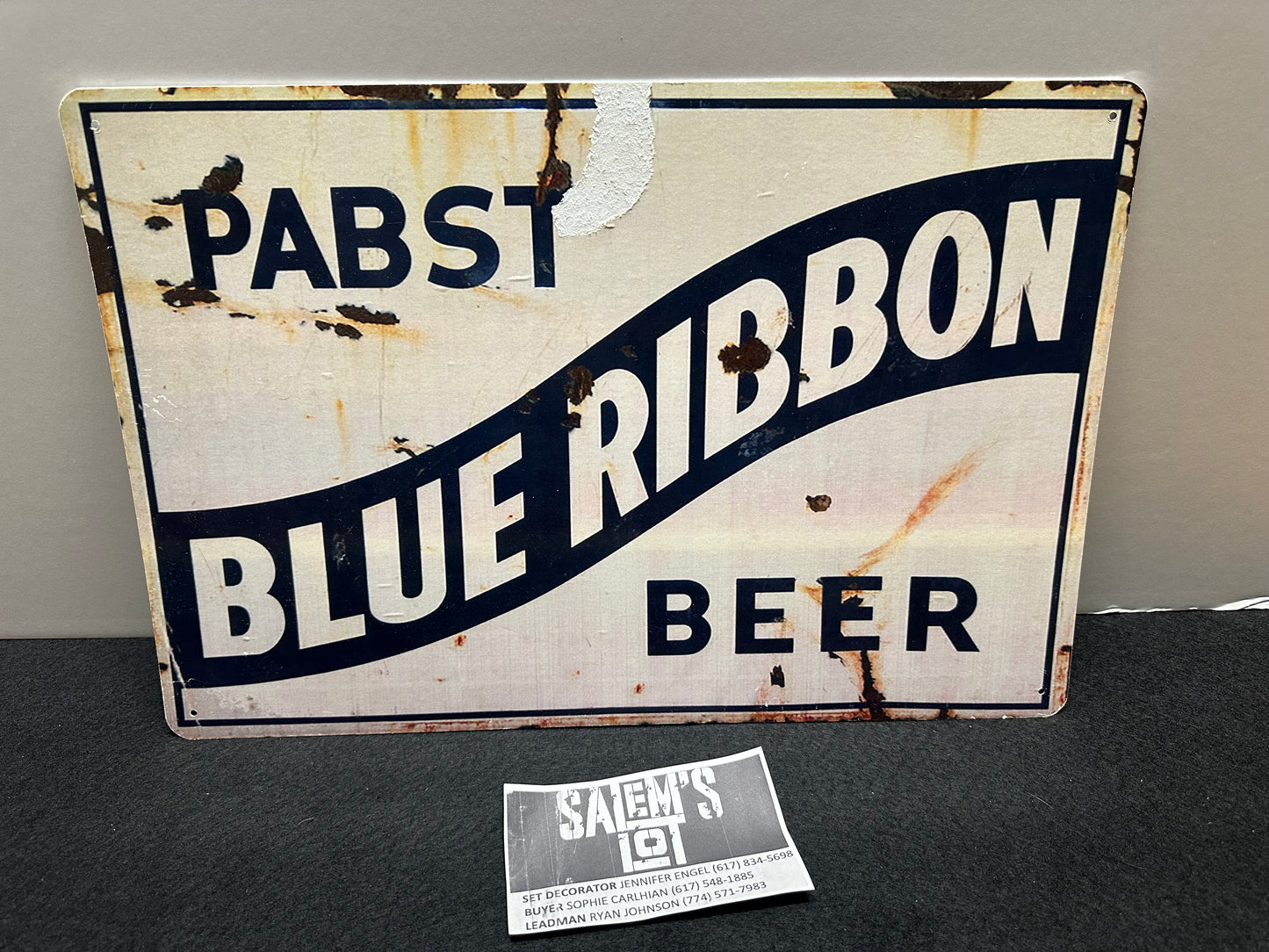 Stephen King, Salem’s Lot, Screen Used Pabst Blue Ribbon Sign