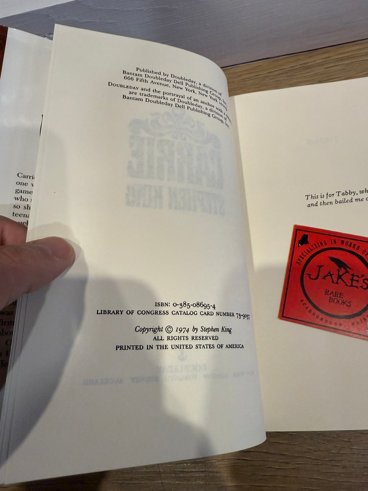 Stephen King, Carrie, Book Club Edition