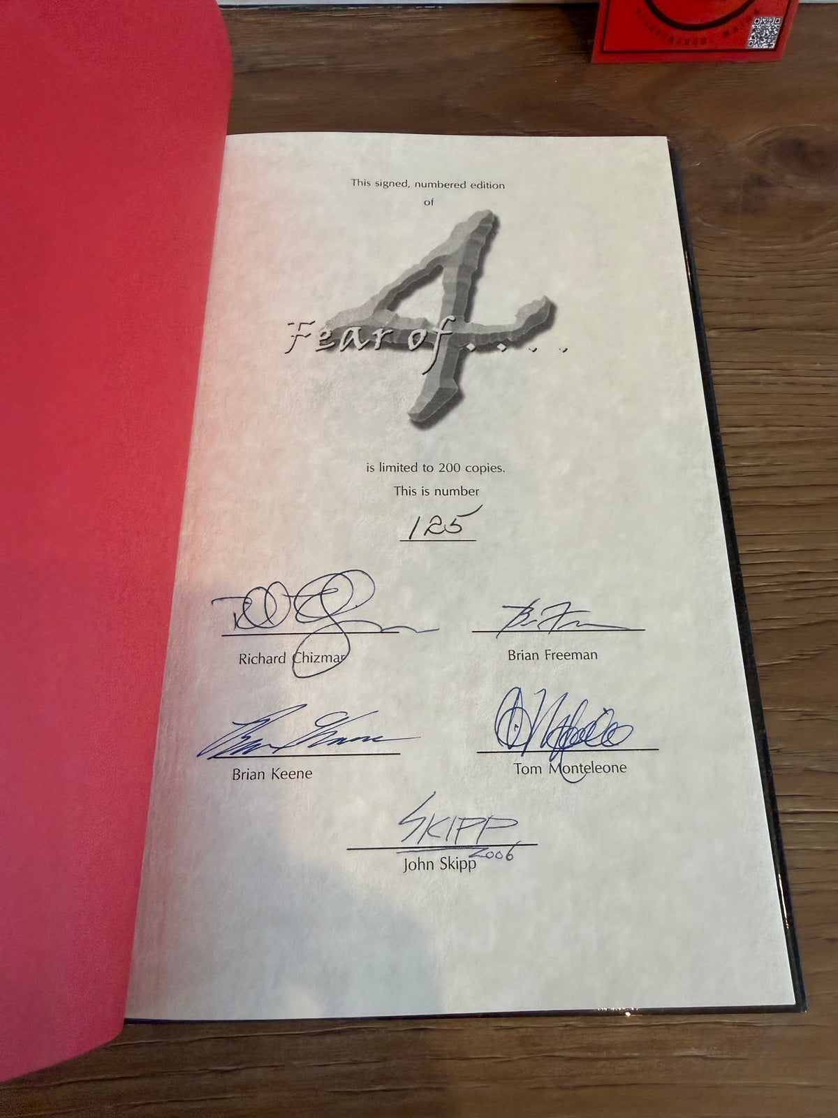 4 Fear of…, Signed Limited #125, Borderlands Press