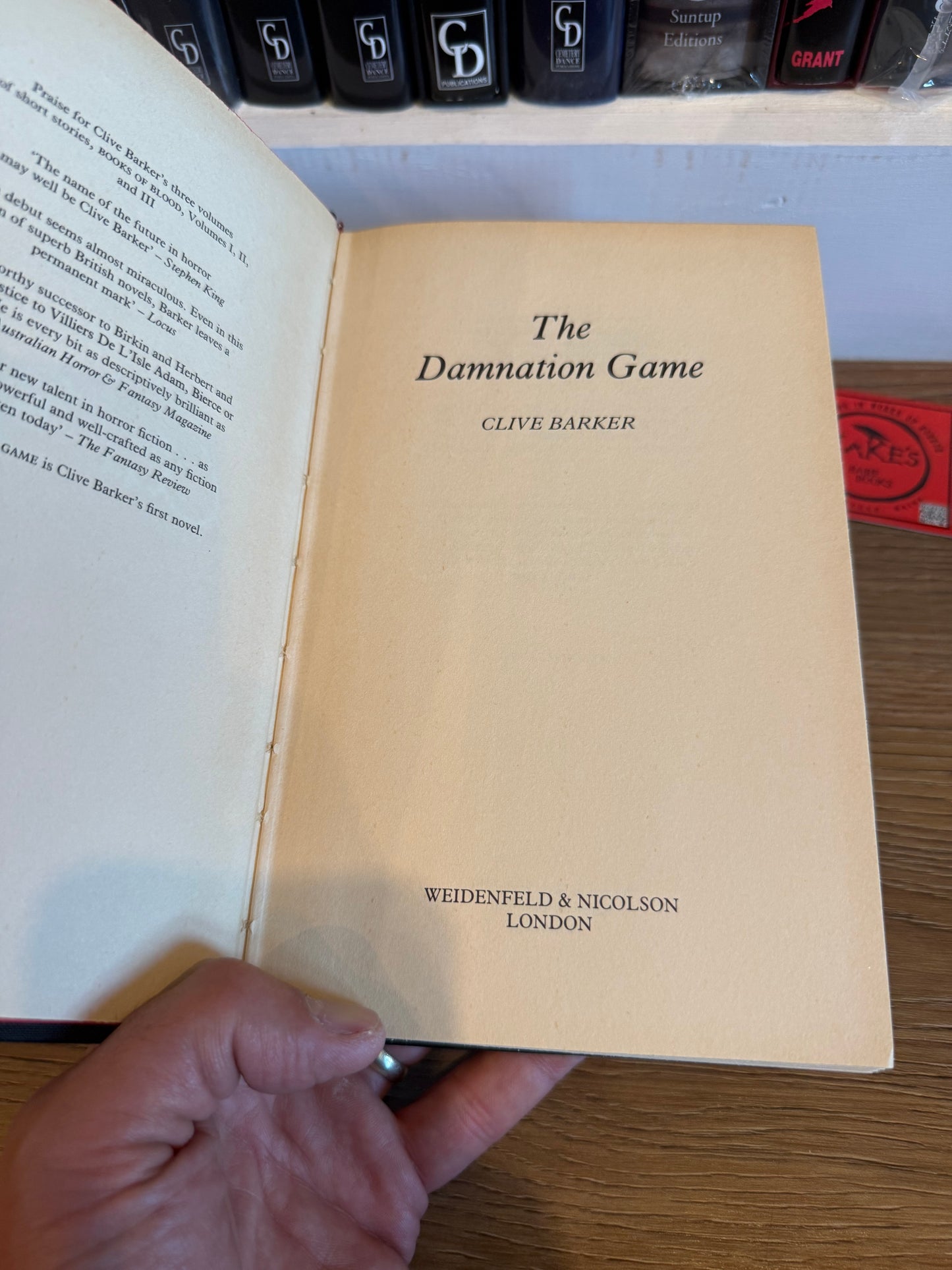 Clive Barker, The Damnation Game, UK Signed Limited #63, Weidenfeld and Nicholson