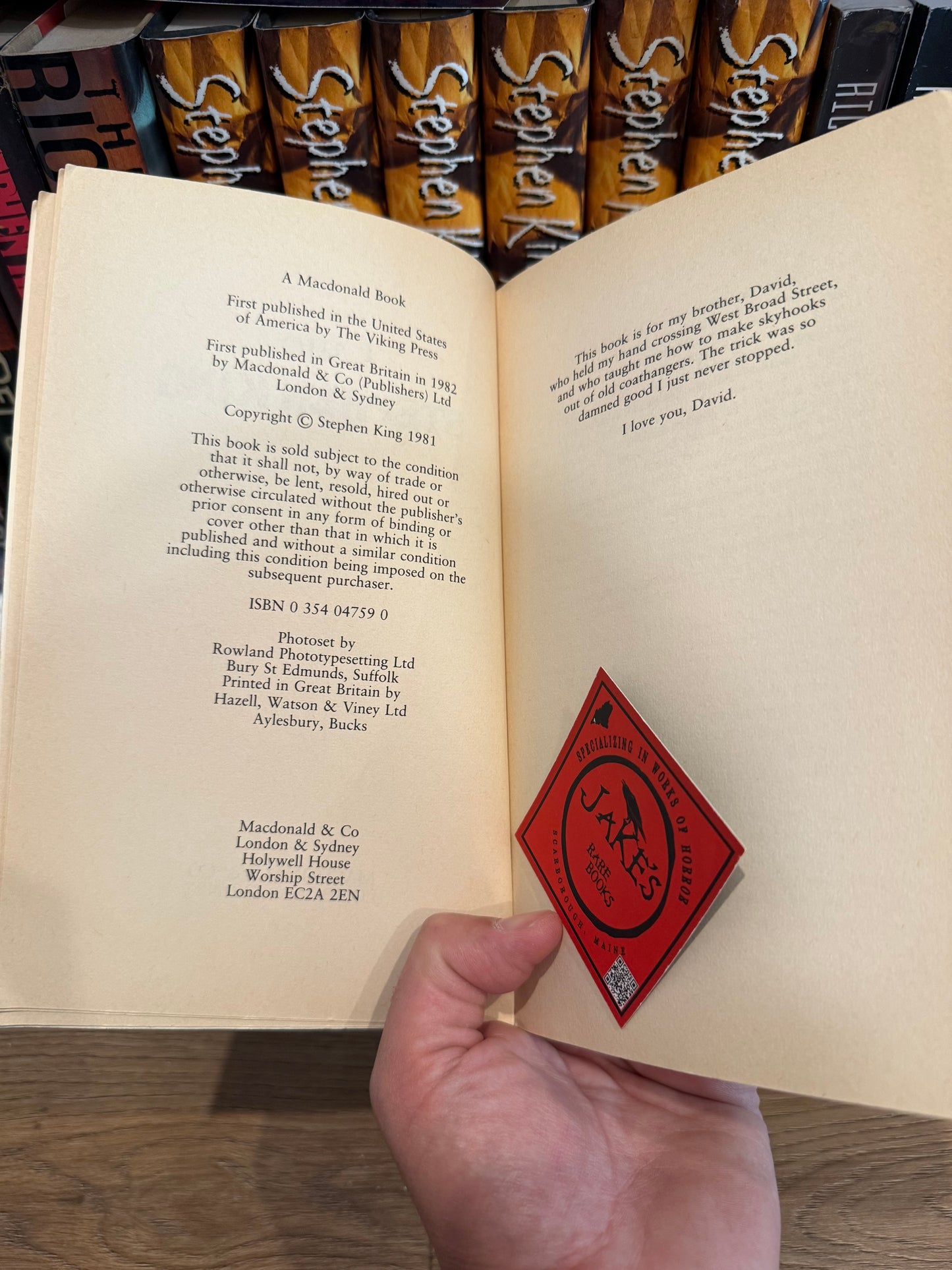 Stephen King, Cujo, Uncorrected Proof