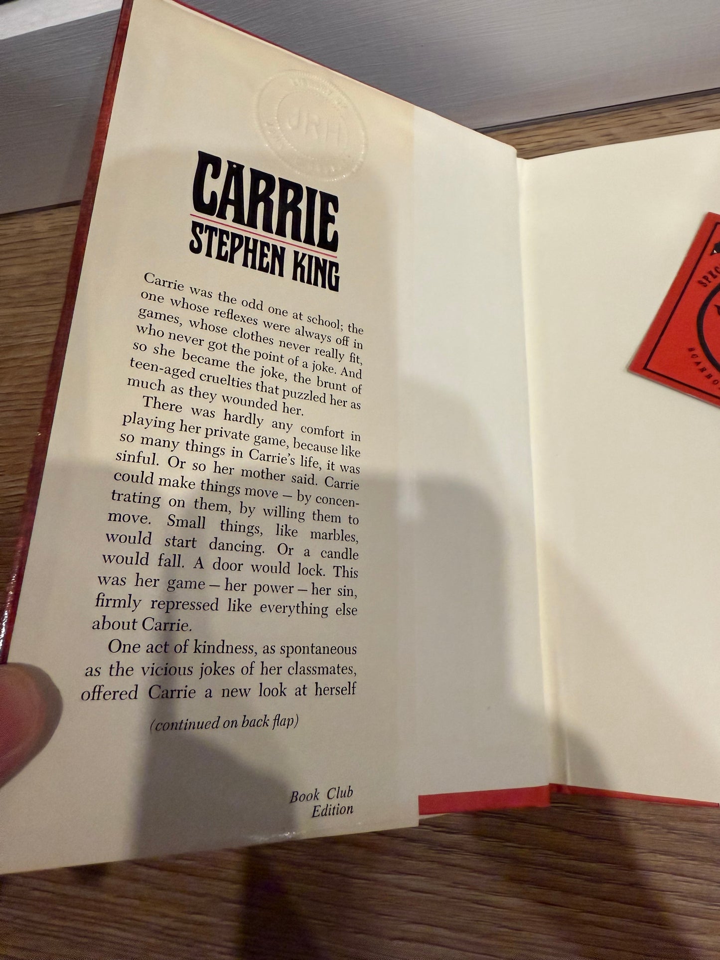 Stephen King, Carrie, Book Club Edition, Doubleday Publishing