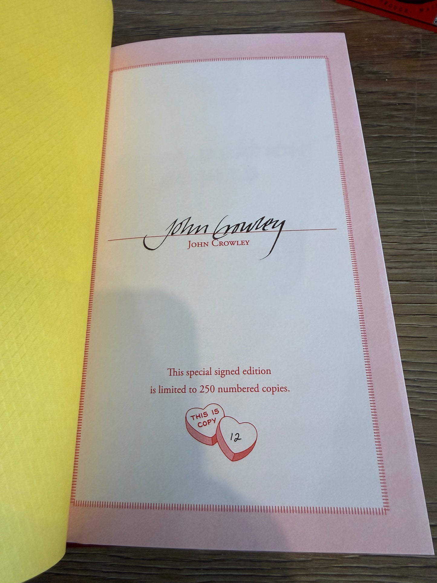 John Crowley, Conversation Hearts, Signed Limited #12, Subterranean Press