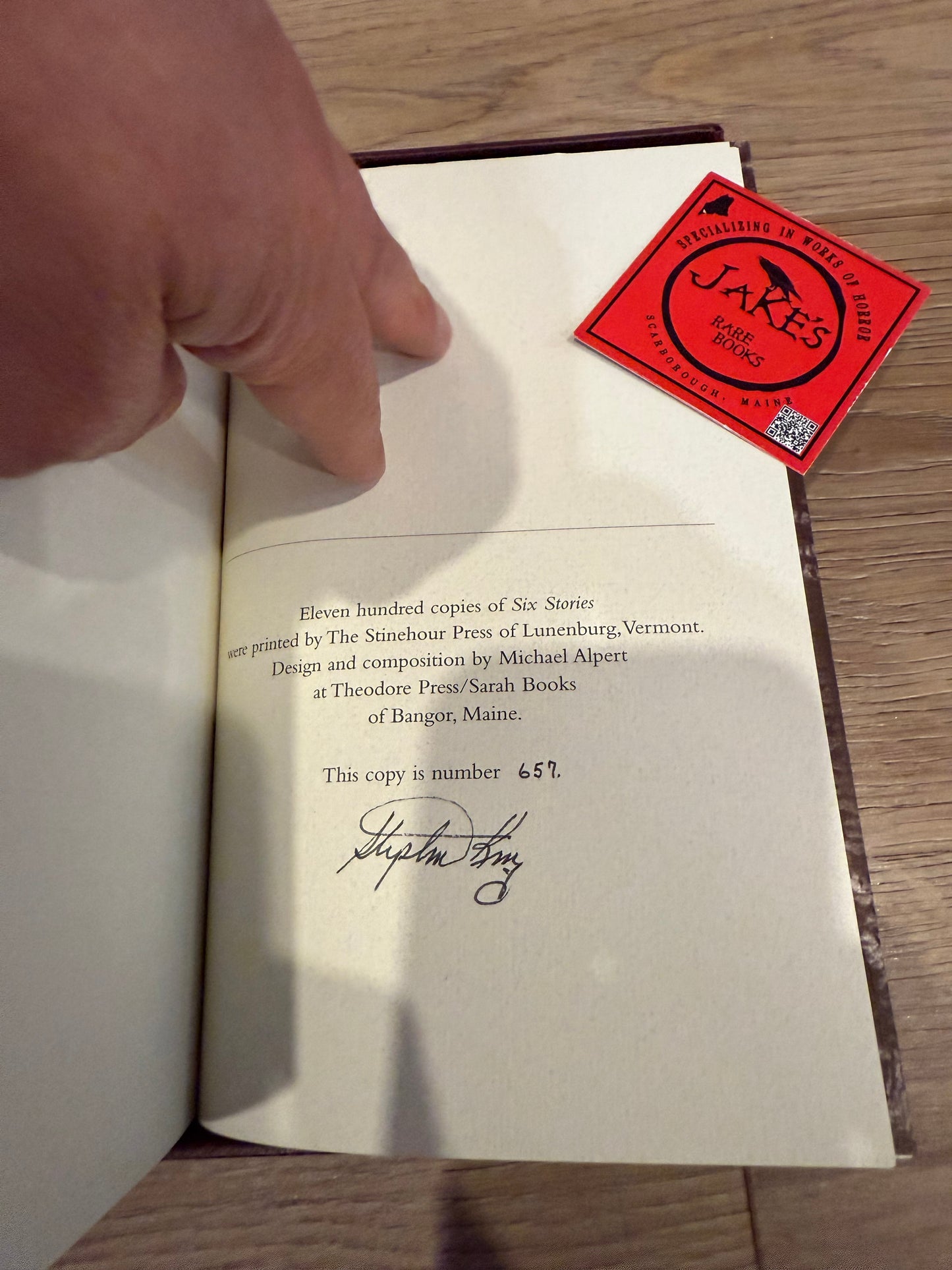 Stephen King, Six Stories, Signed/Limited #657, Philtrum Press