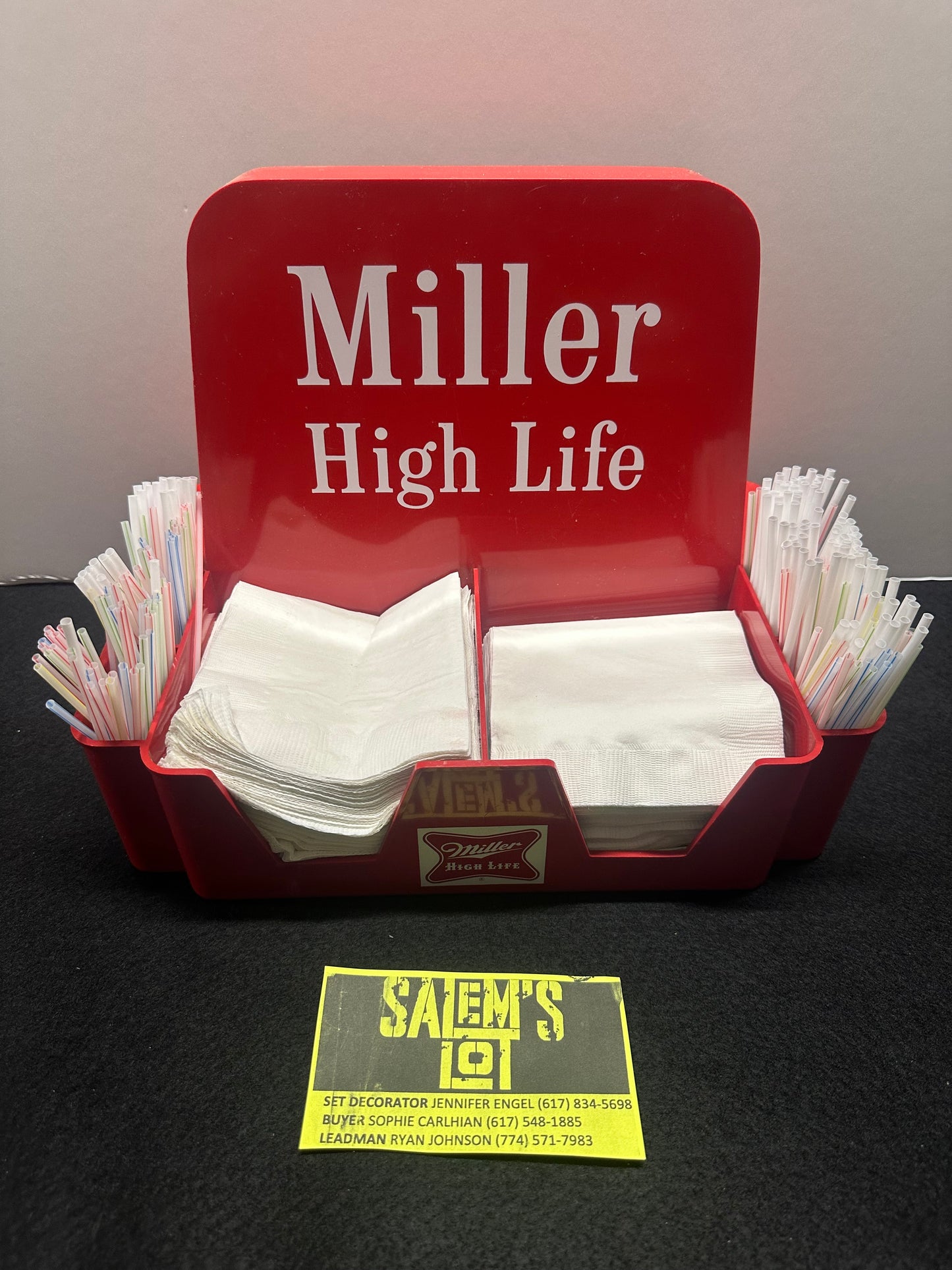 Stephen King, Salem’s Lot, Screen Used, Vintage Miller High Life Napkin/Straw Holder