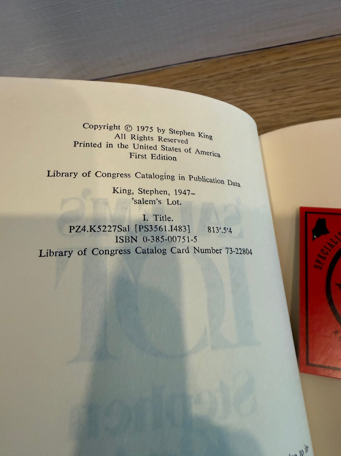 Stephen King, Salem’s Lot, First Edition with SIGNED Card, Father Cody Error, Doubleday Publishing,