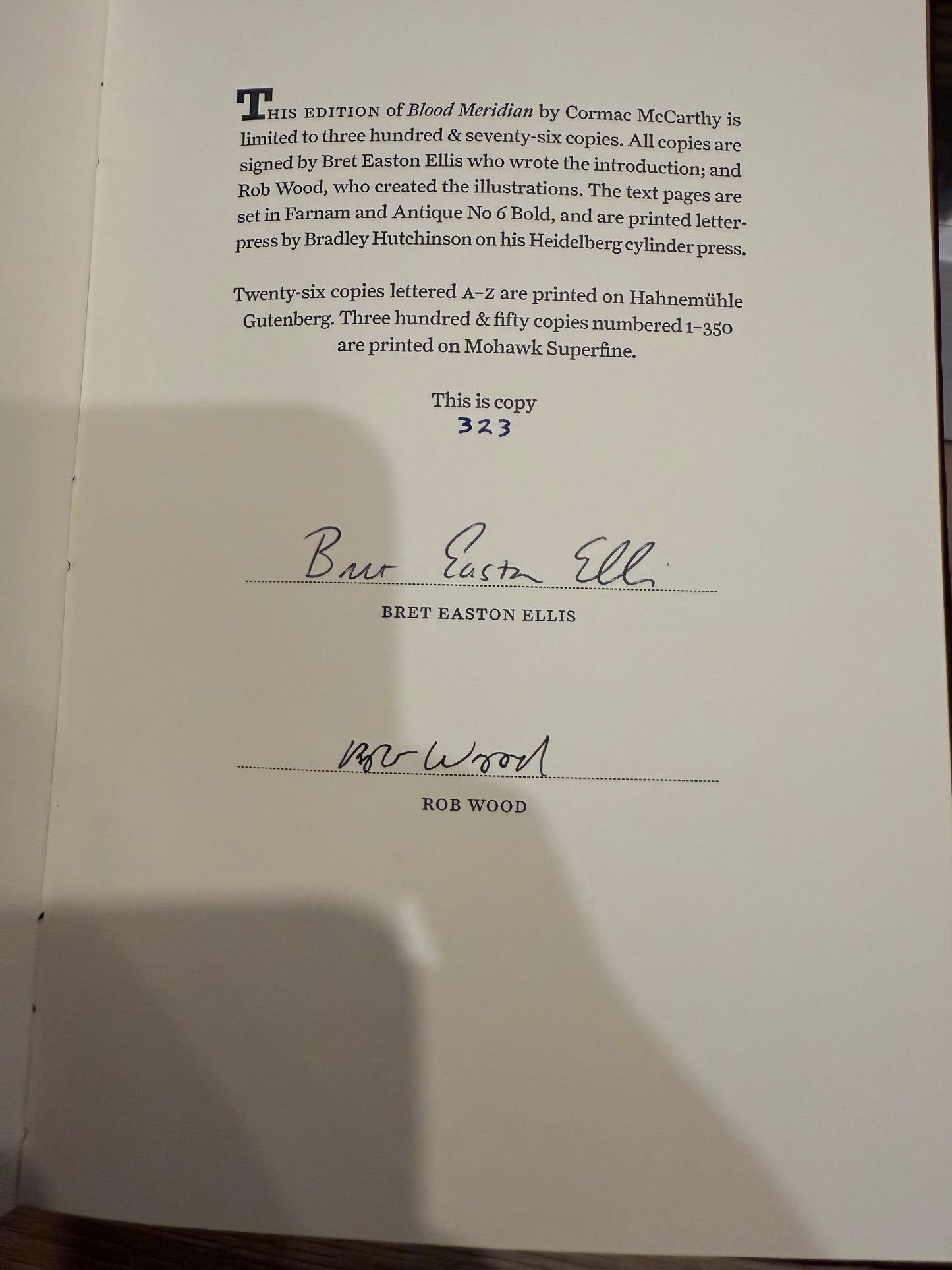 Cormac McCarthy, Blood Meridian, Signed/Limited #323, Suntup Press