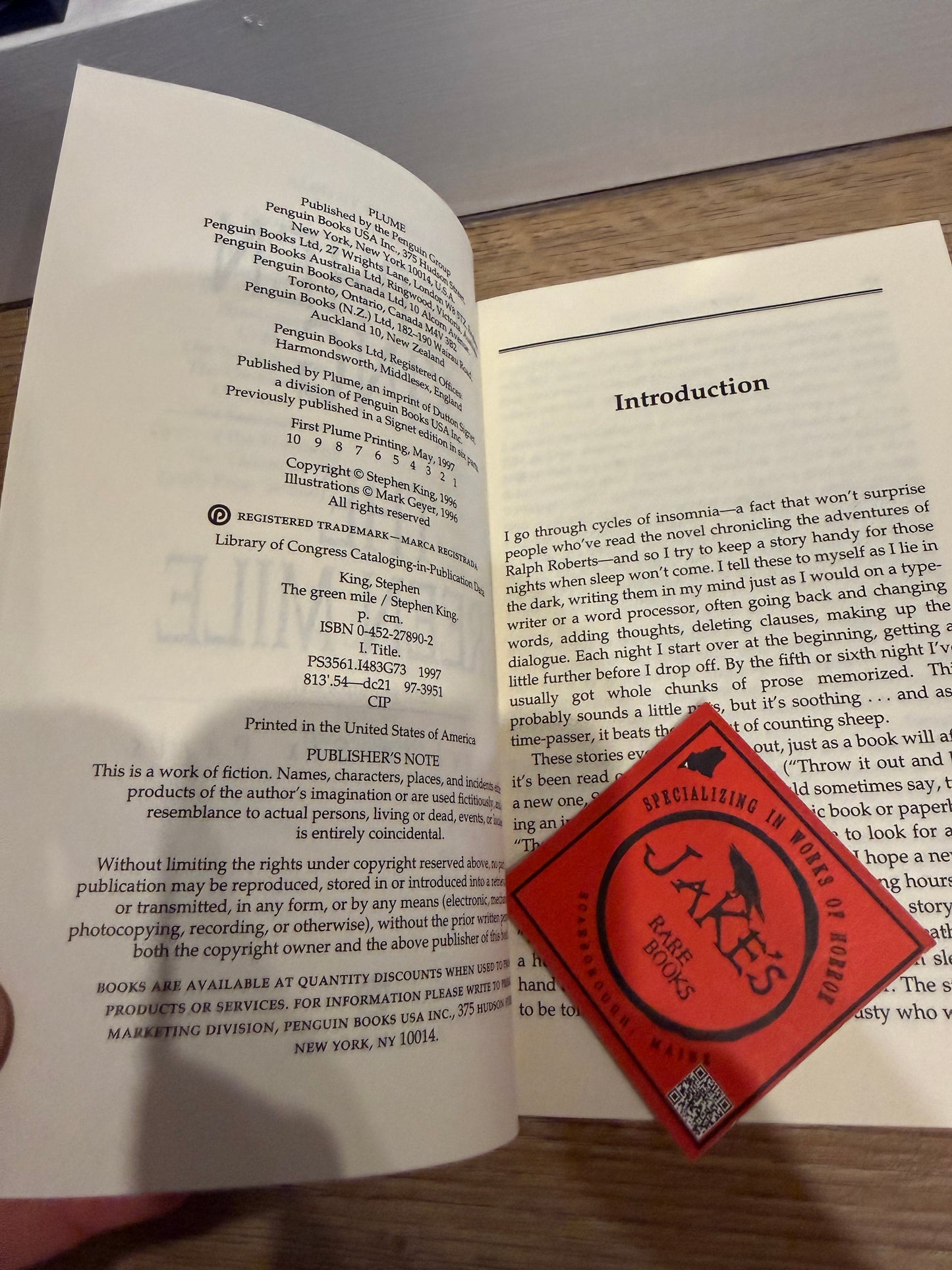 Stephen King, The Green Mile, First Plume Printing