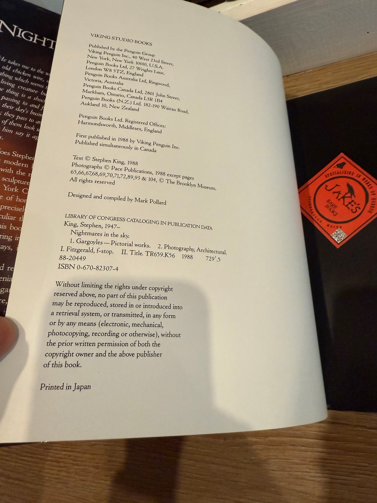 Stephen King, Nightmares in the Sky, First Edition