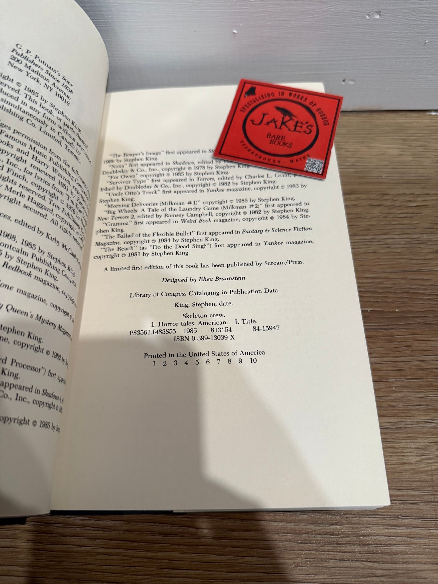 Stephen King, Skeleton Crew, First Edition, Putnam Publishing
