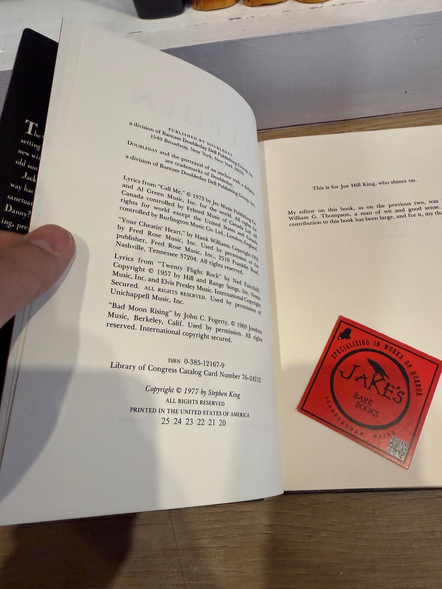 Stephen King, The Shining, Holdorf Variant Dustjacket, Doubleday