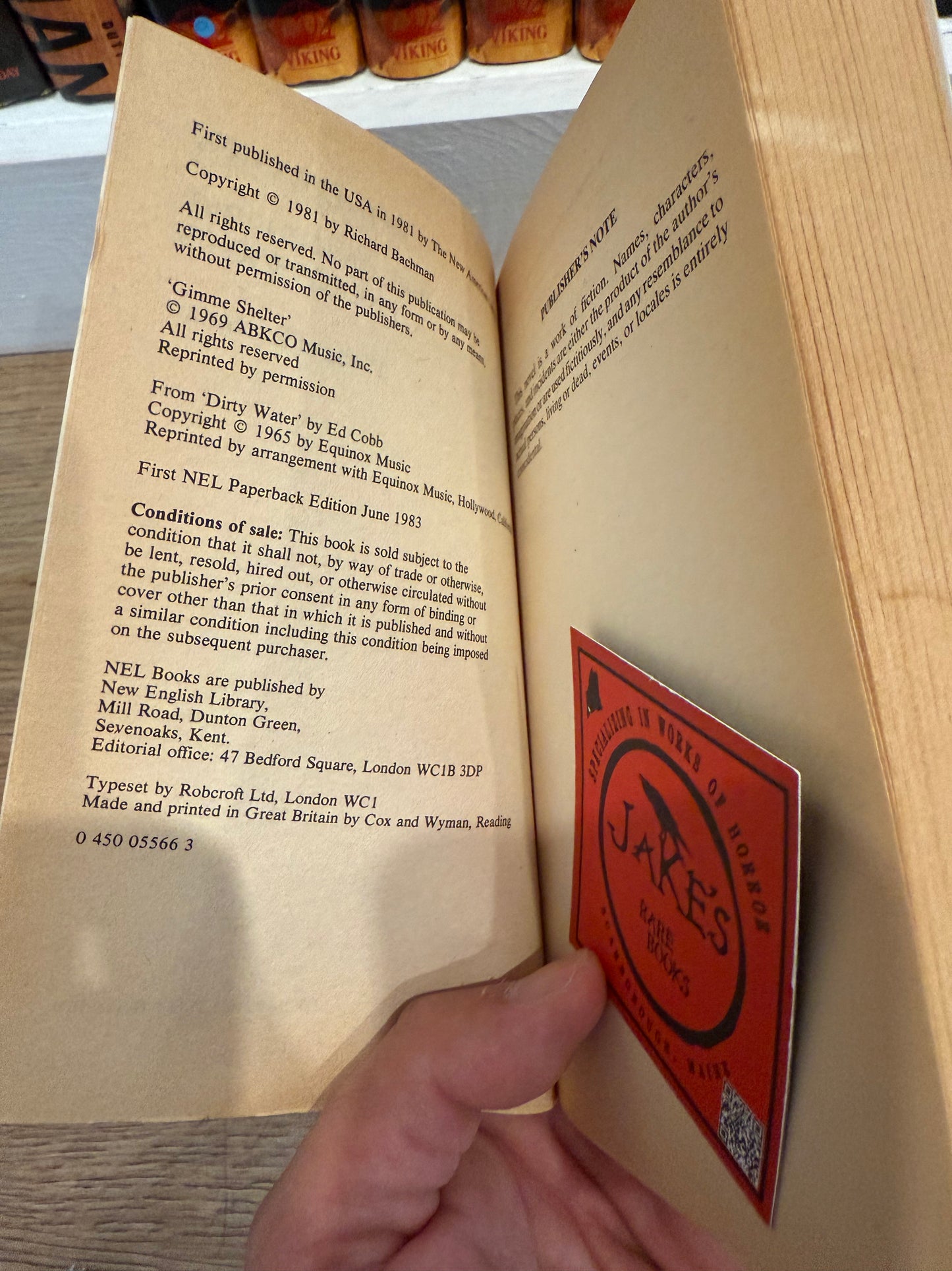 Stephen King, Roadwork, UK First Edition, NEL Publishing