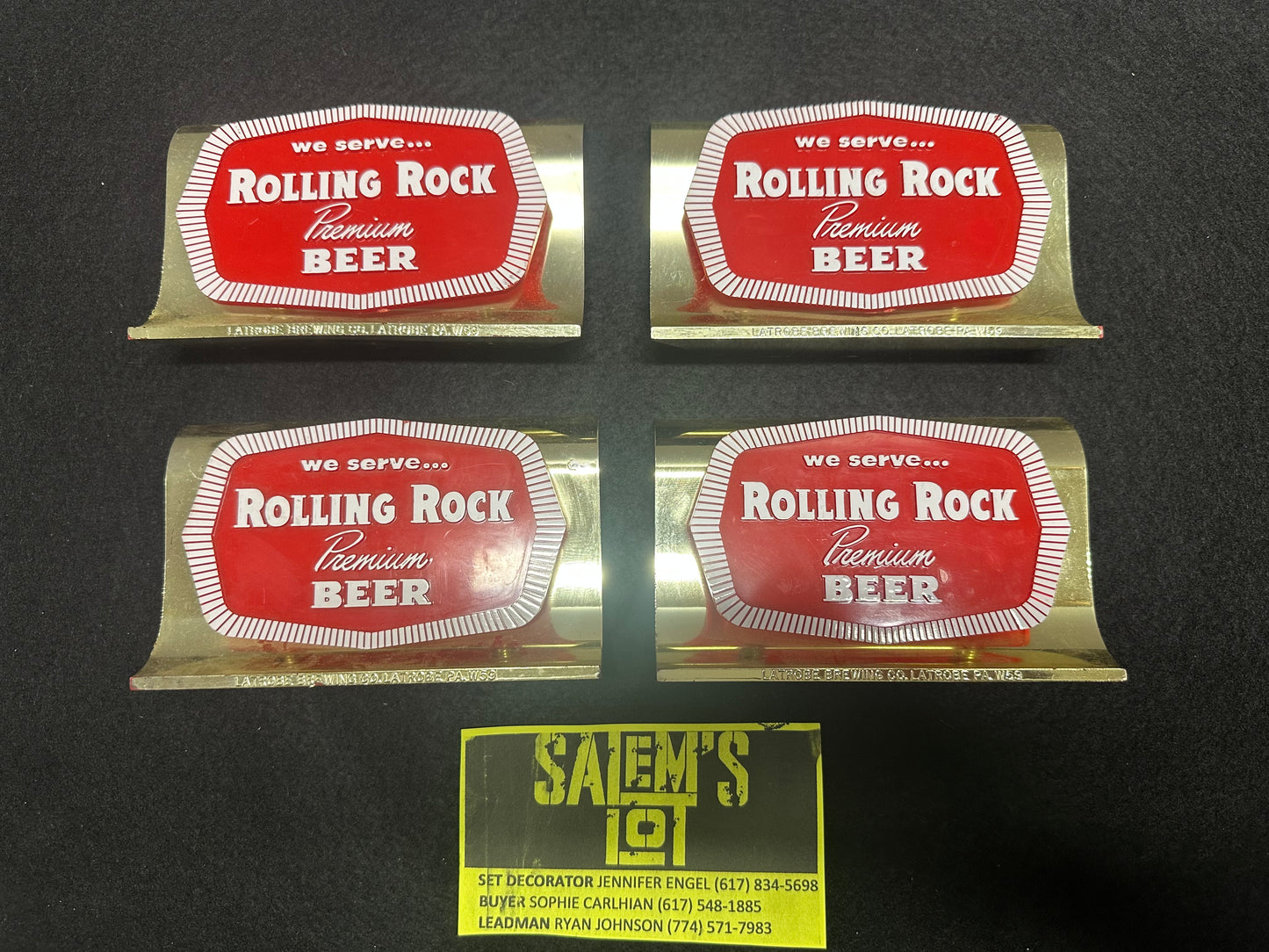 Stephen King, Salem’s Lot, Screen Used Vintage Rolling Rock Beer Signs, Lot of 4