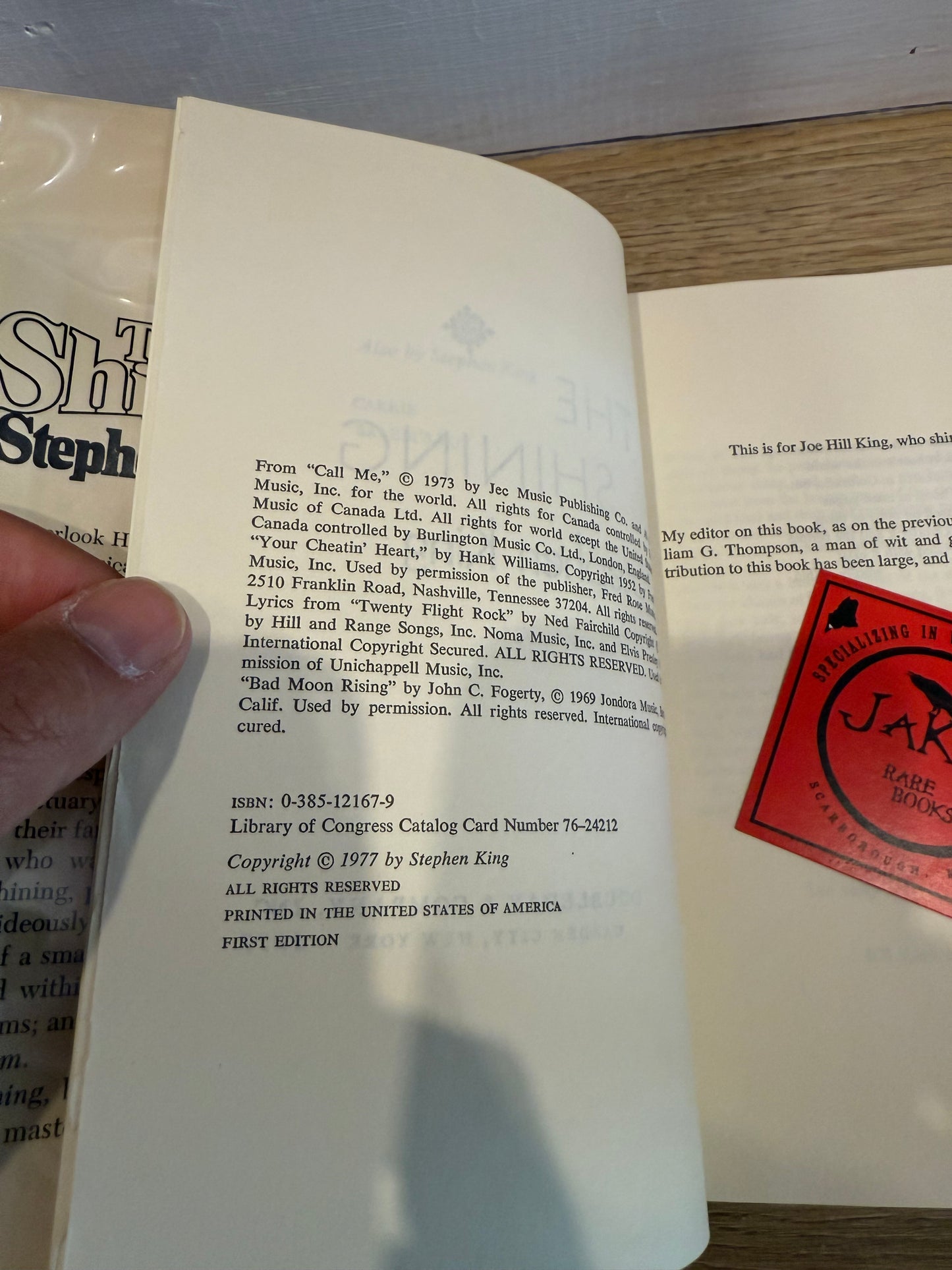 Stephen King, The Shining, First Edition (R49) Doubleday