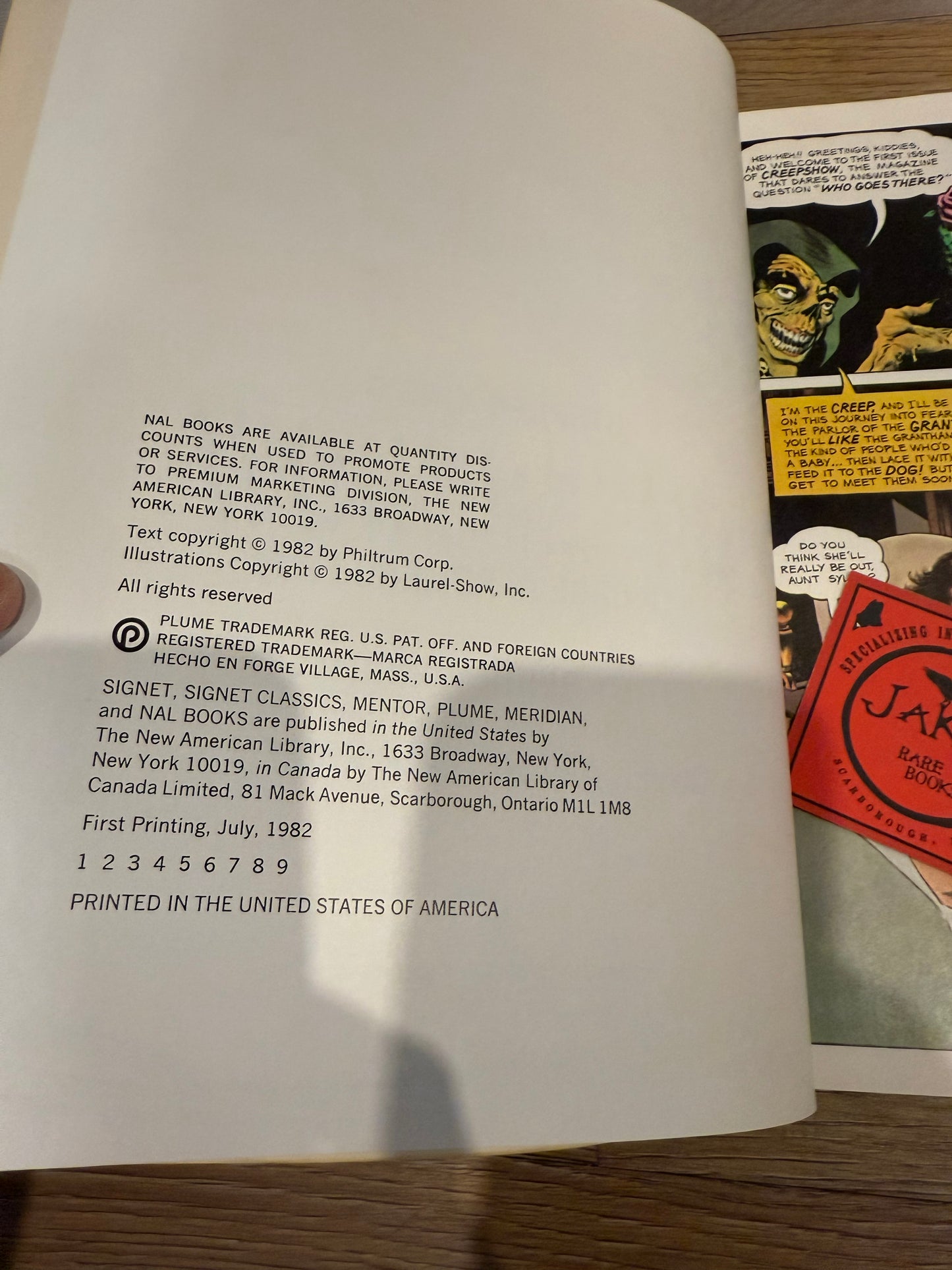 Stephen King, Creepshow, First Edition, Plume Publishing