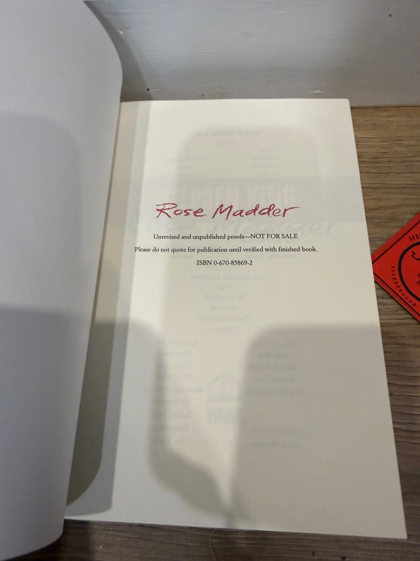 Stephen King, Rose Madder, Uncorrected Proof