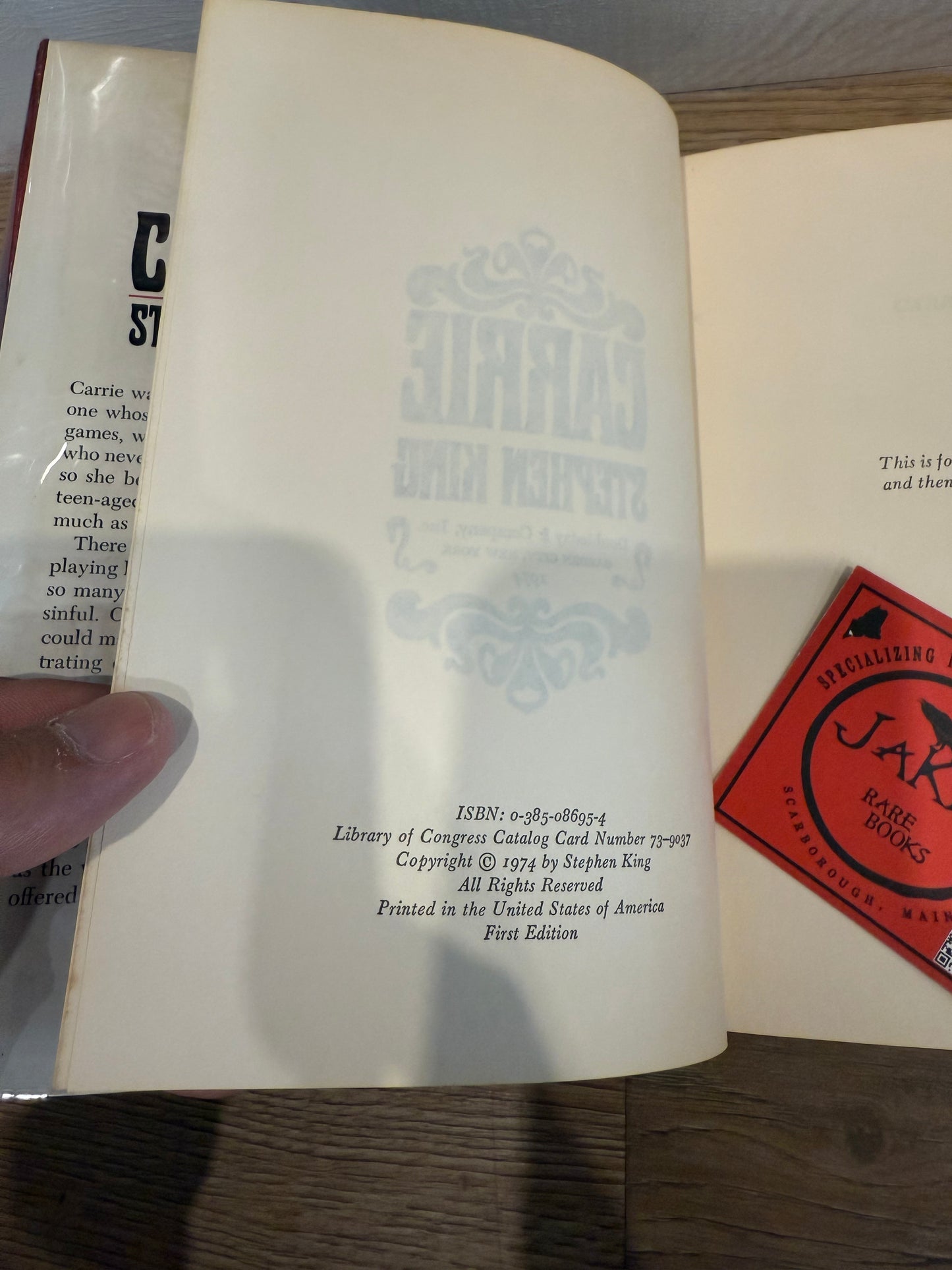 Stephen King, Carrie, First Edition, Doubleday Publishing