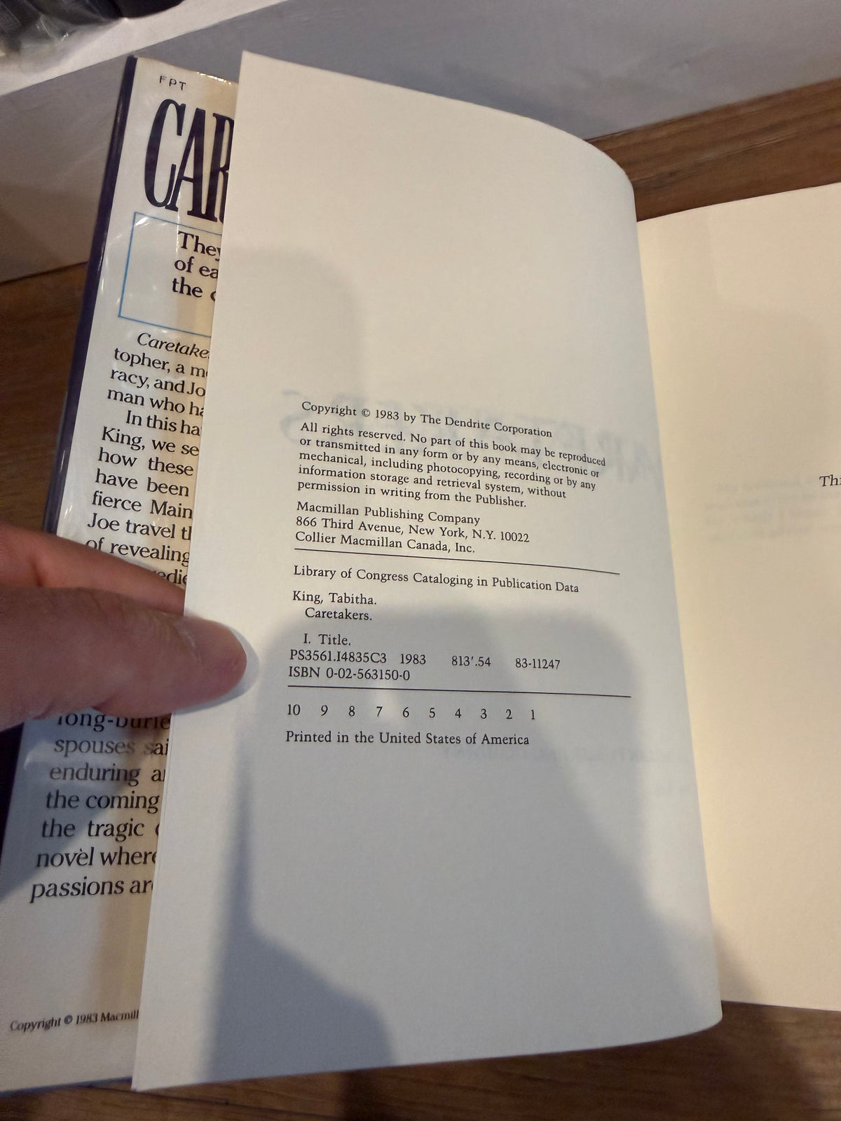 Tabitha King, Caretakers, First Edition, McMillan