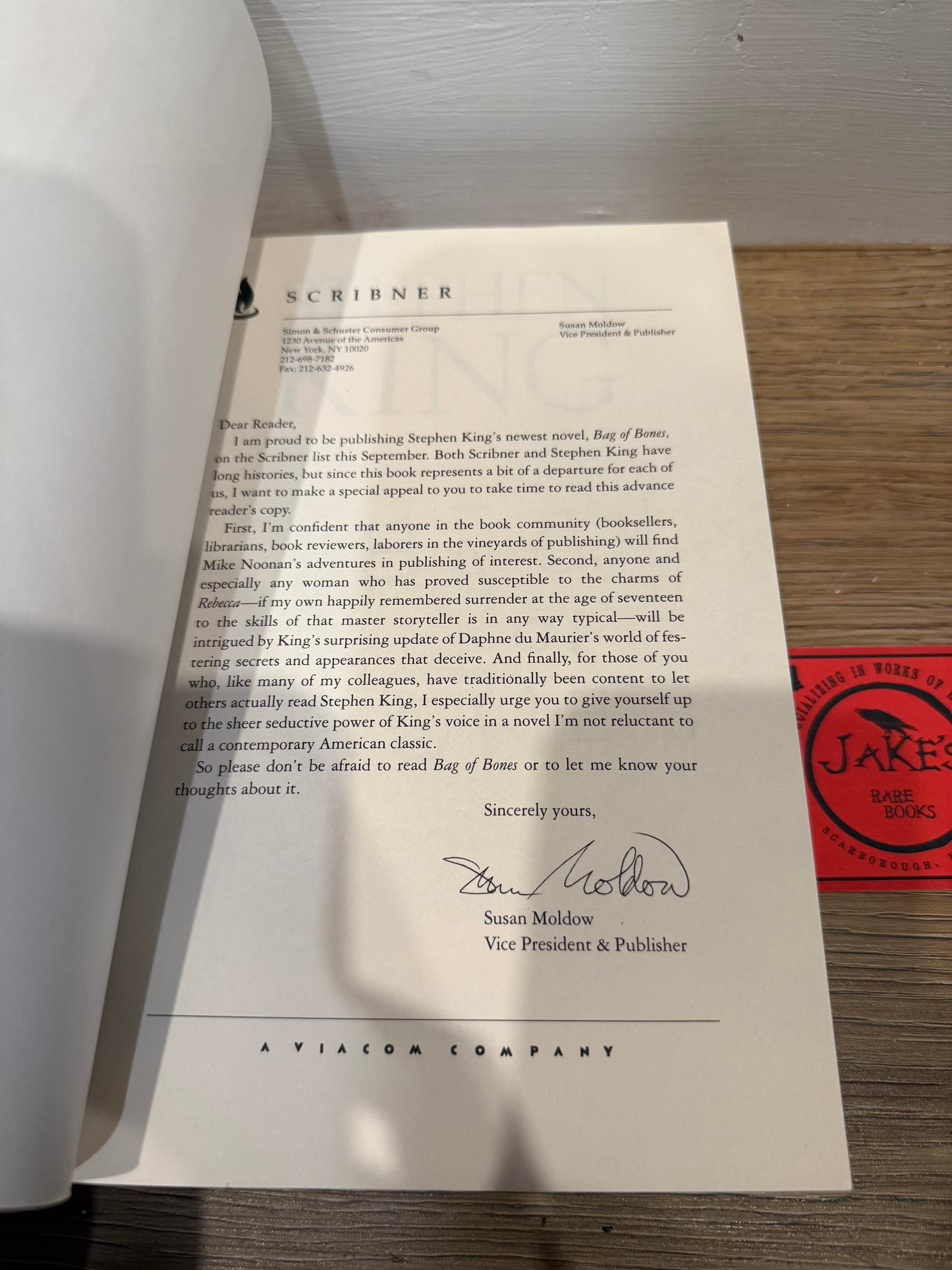 Stephen King, Bag of Bones, Advance Readers Copy (ARC)