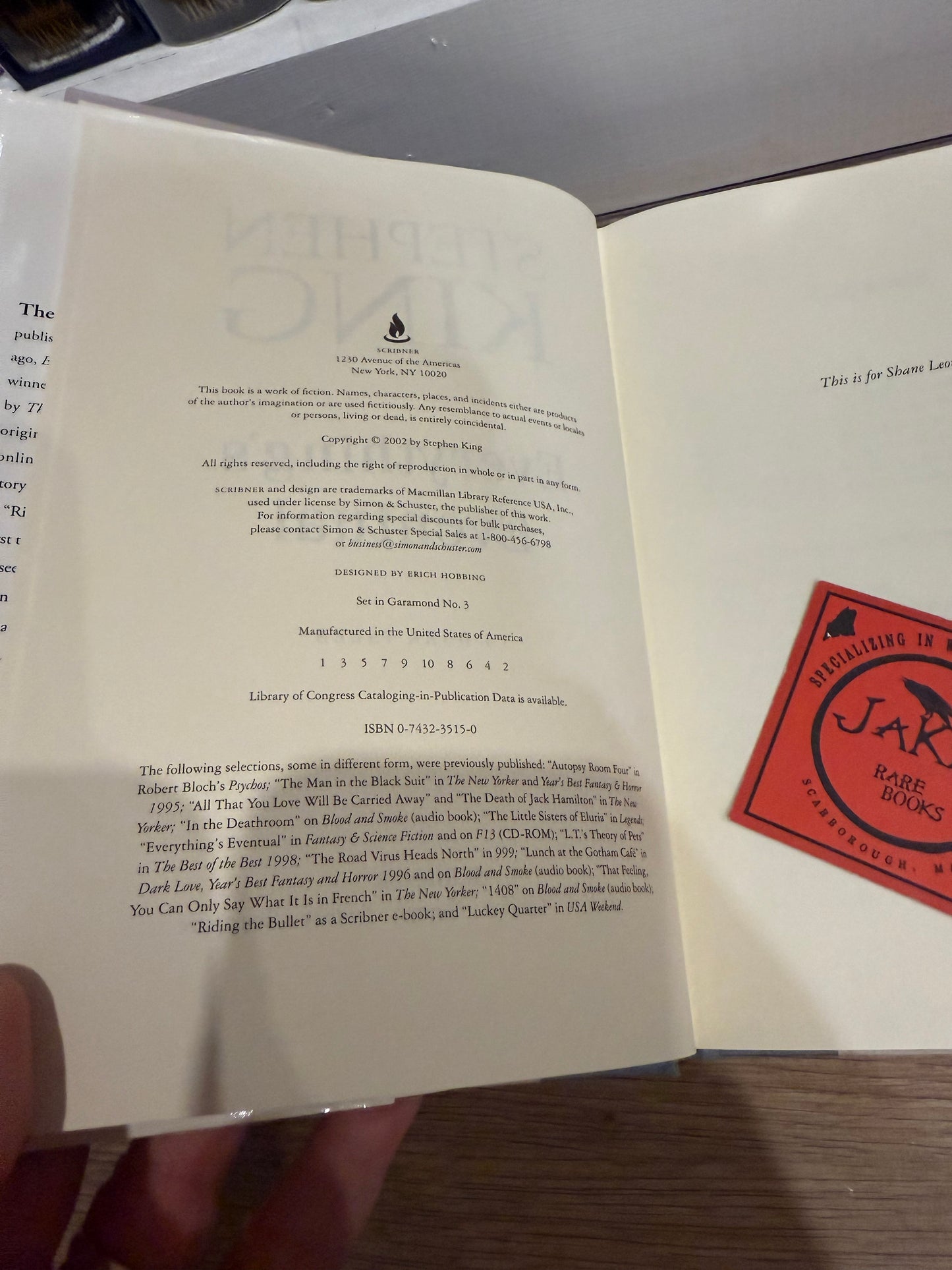 Stephen King, Faithful, First Printing, Scribner
