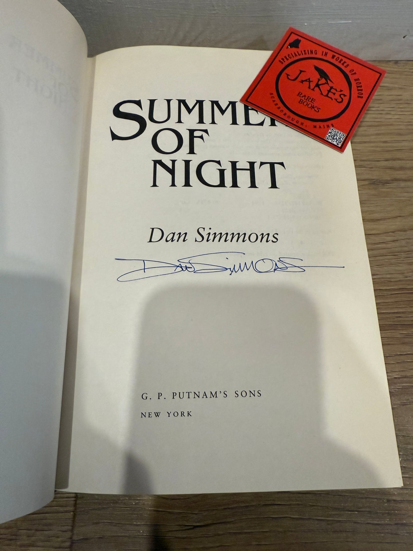 Dan Simmons, Summer of Night, First Edition SIGNED, Putnam
