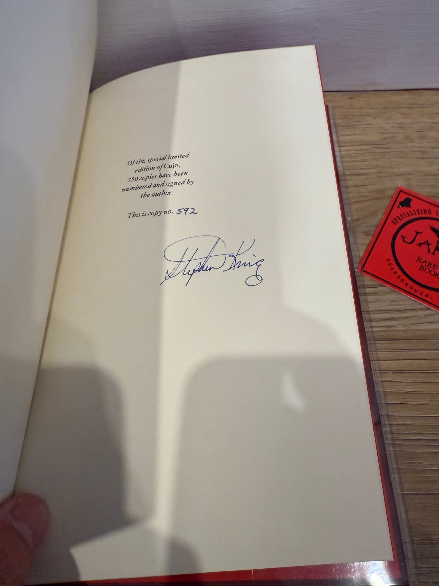 Stephen King, Cujo Signed/Limited #592, Mysterious Press