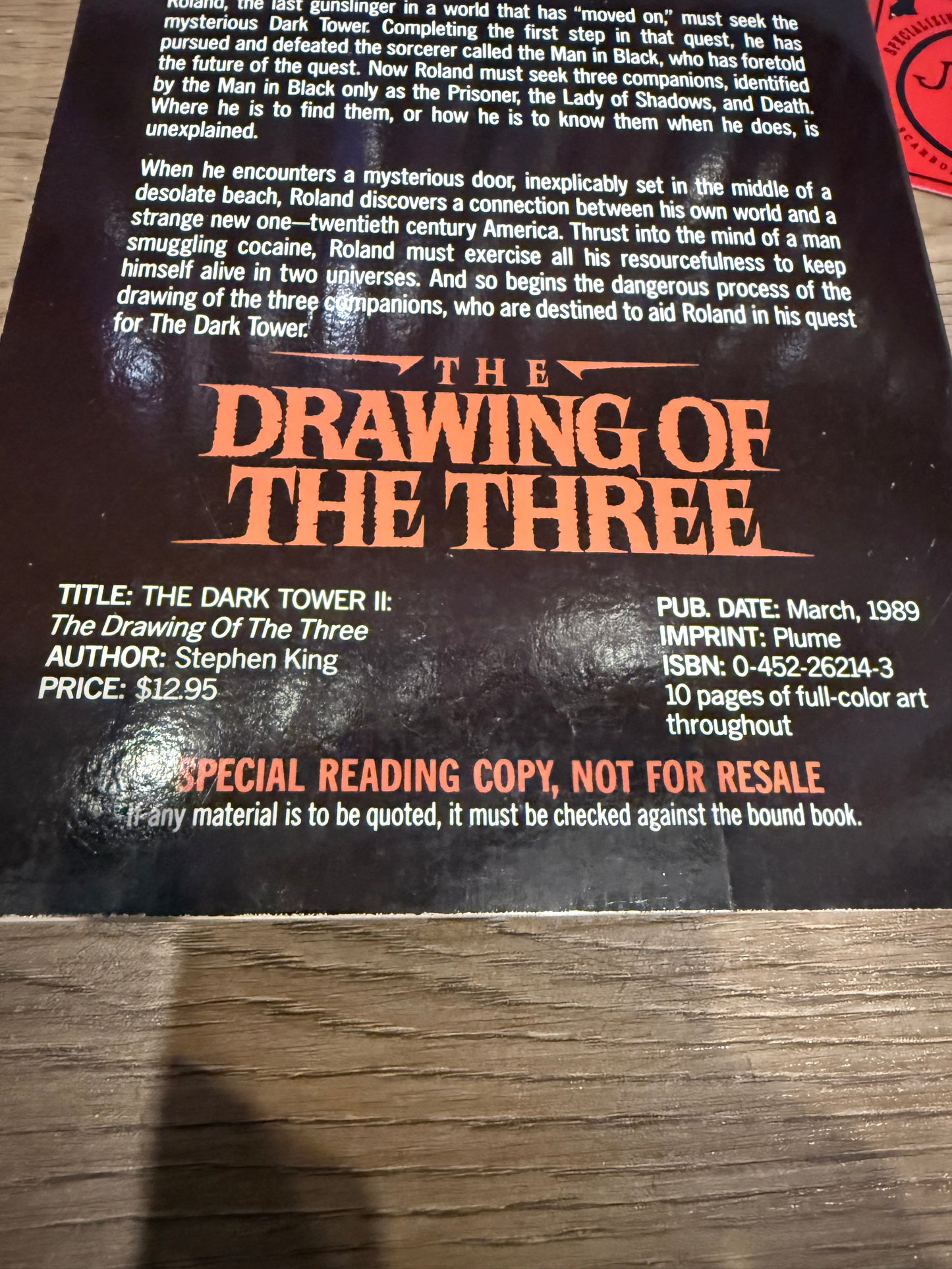 Stephen King, Drawing of the Three, Proof/ARC, Plume Publishing