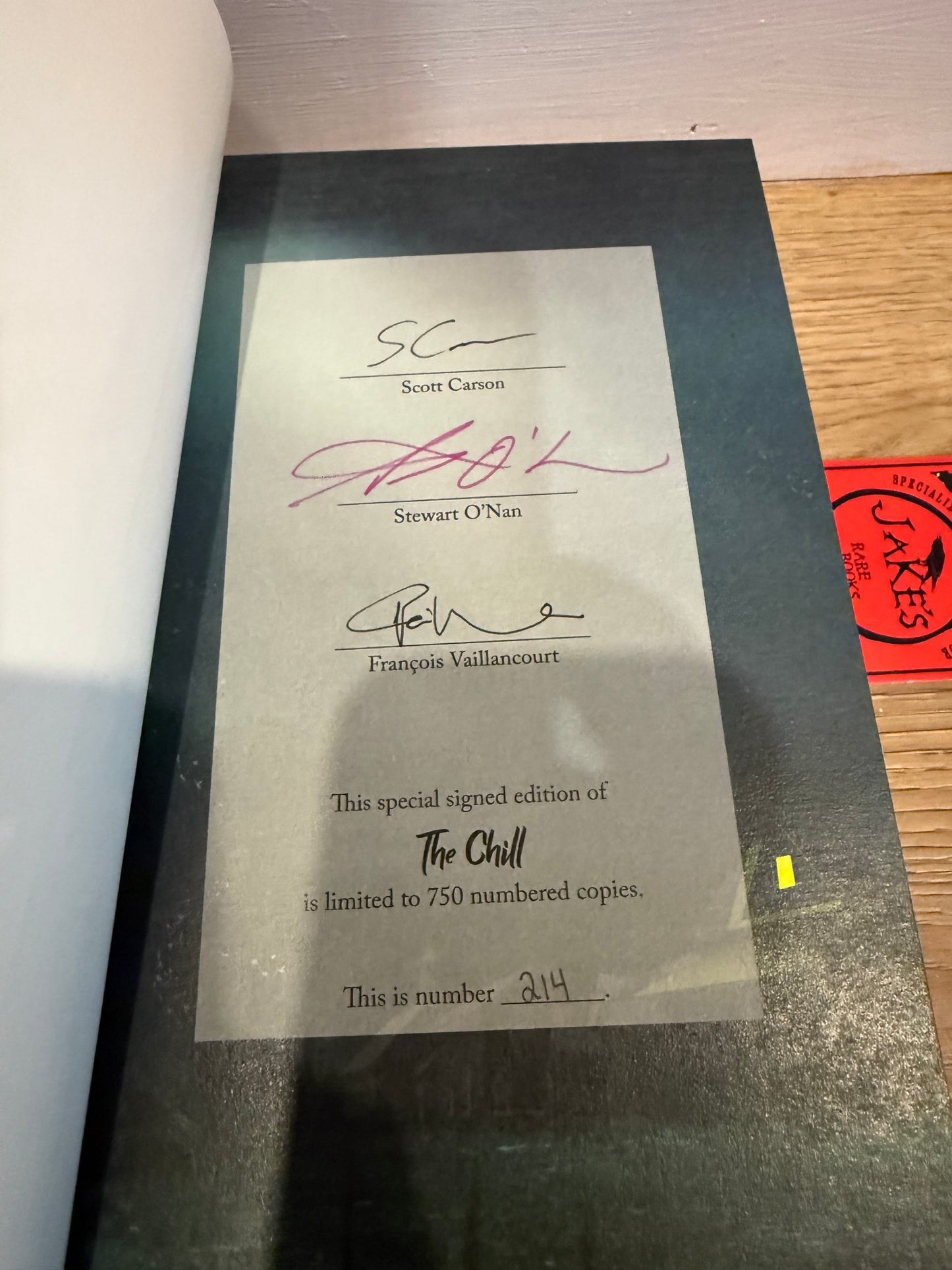 Scott Carson, The Chill, Signed/Limited #214, Lividian Press