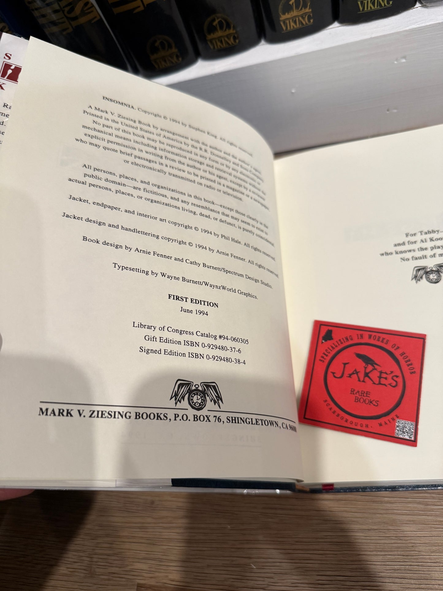 Stephen King, Insomnia, Gift Edition, Ziesing Books