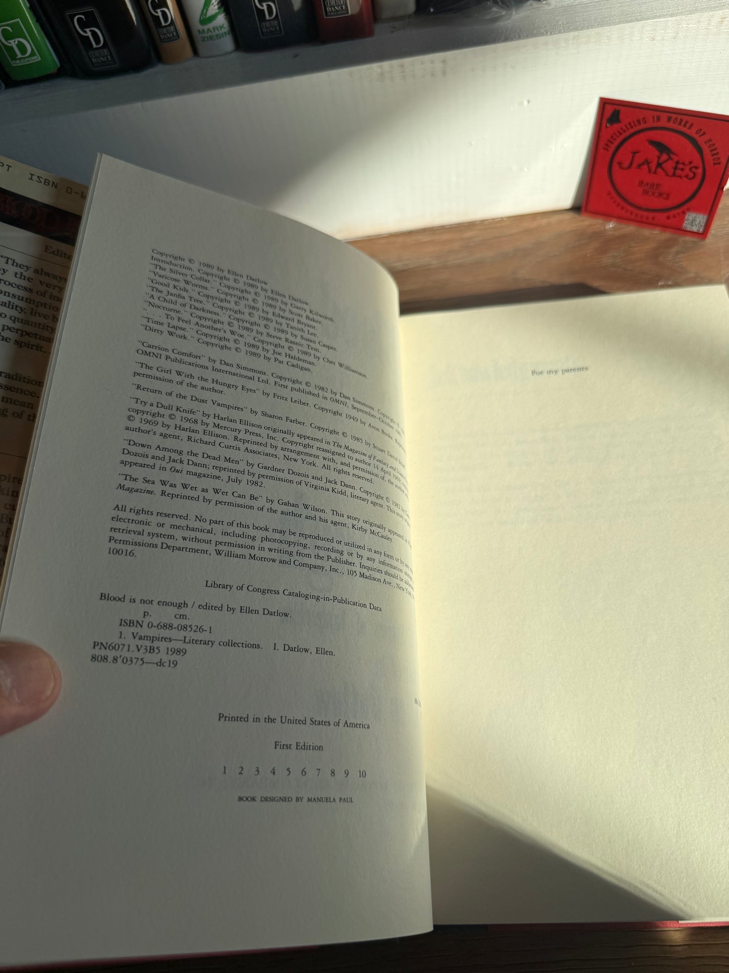 Ellen Datlow, Blood is Not Enough, First Edition, William Murrow