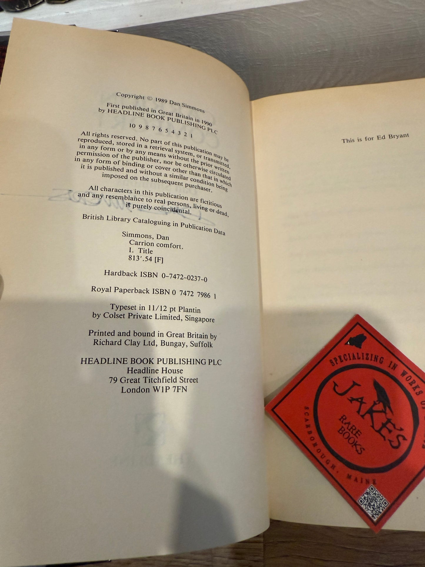 Dan Simmons, Carrion Comfort, UK First Edition SIGNED