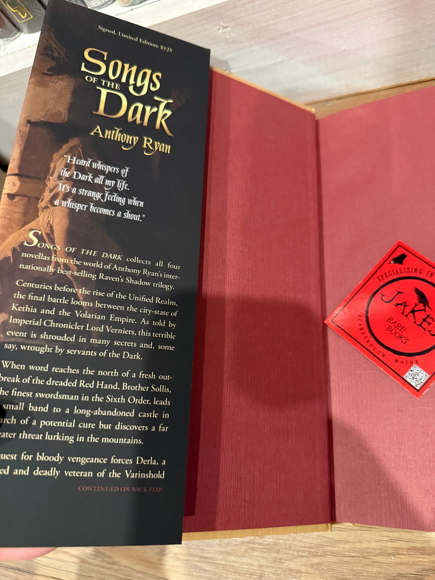 Anthony Ryan, Songs of the Dark, Signed/Limited #12, Subterranean Press