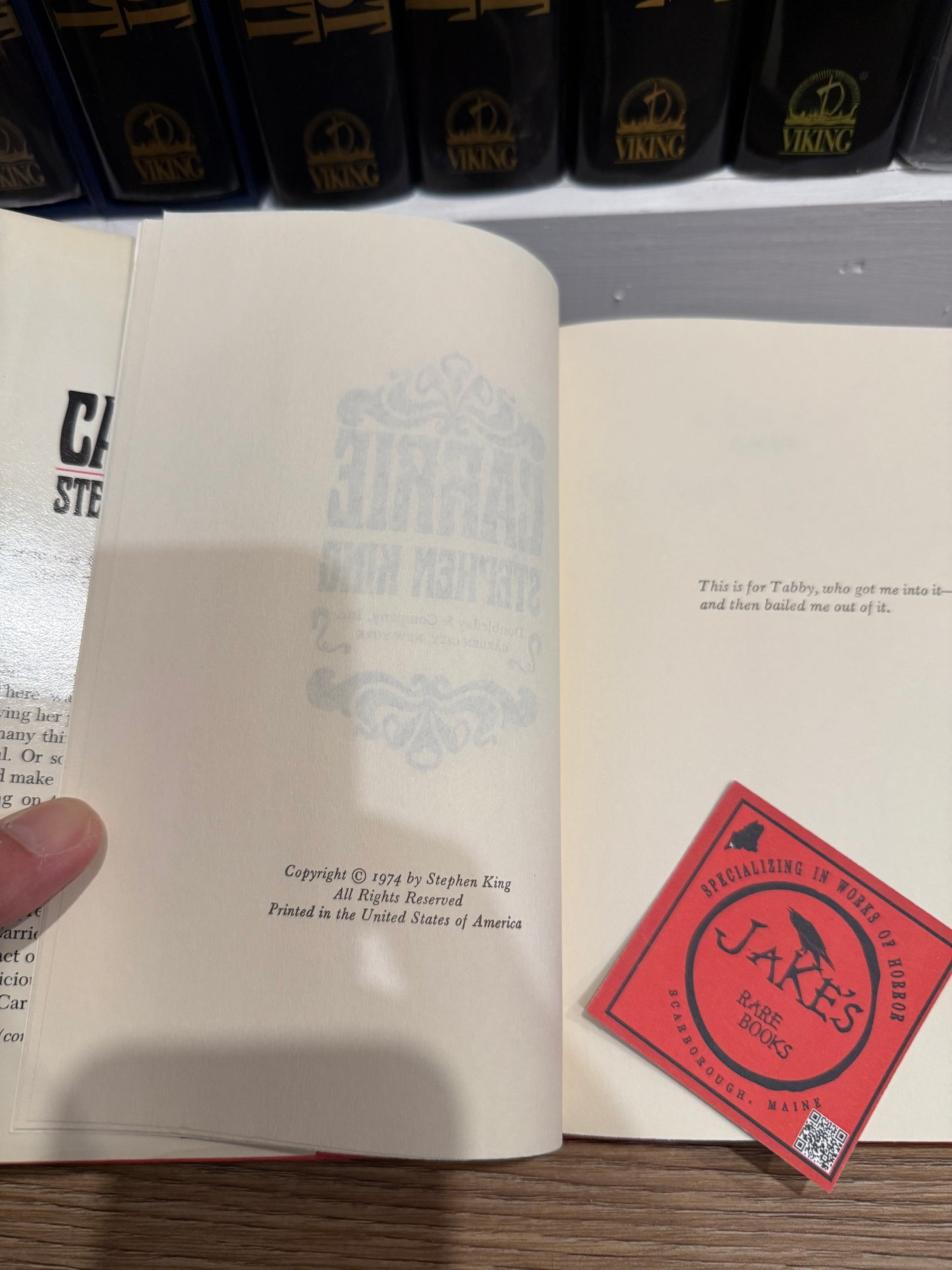 Stephen King, Carrie, Book Club Edition, Doubleday Publishing
