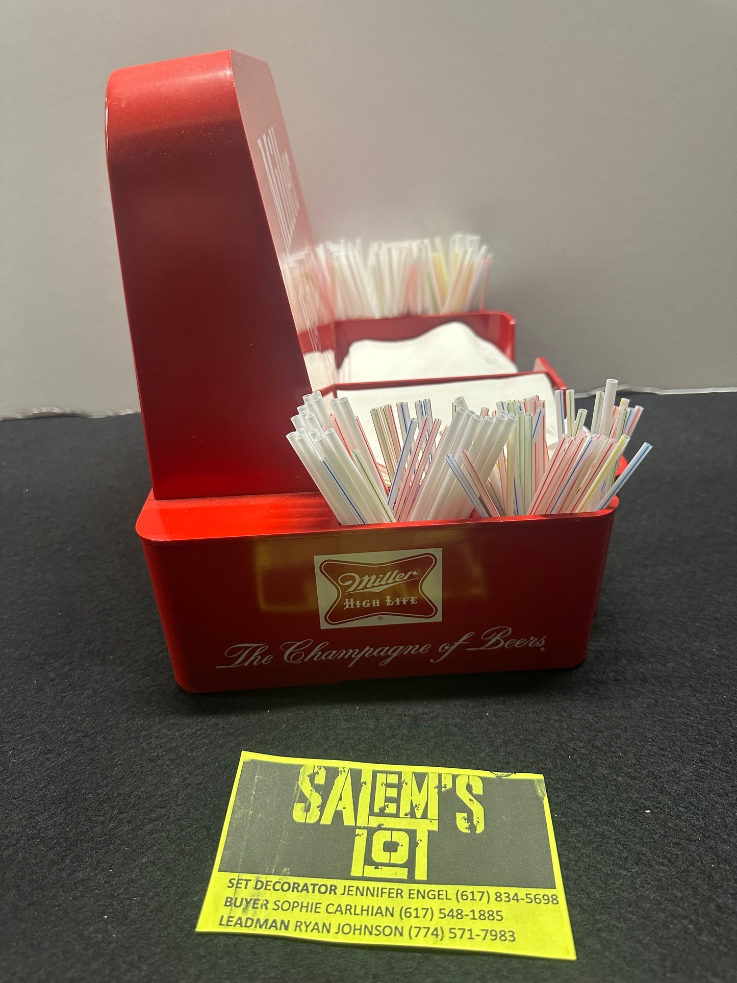 Stephen King, Salem’s Lot, Screen Used, Vintage Miller High Life Napkin/Straw Holder