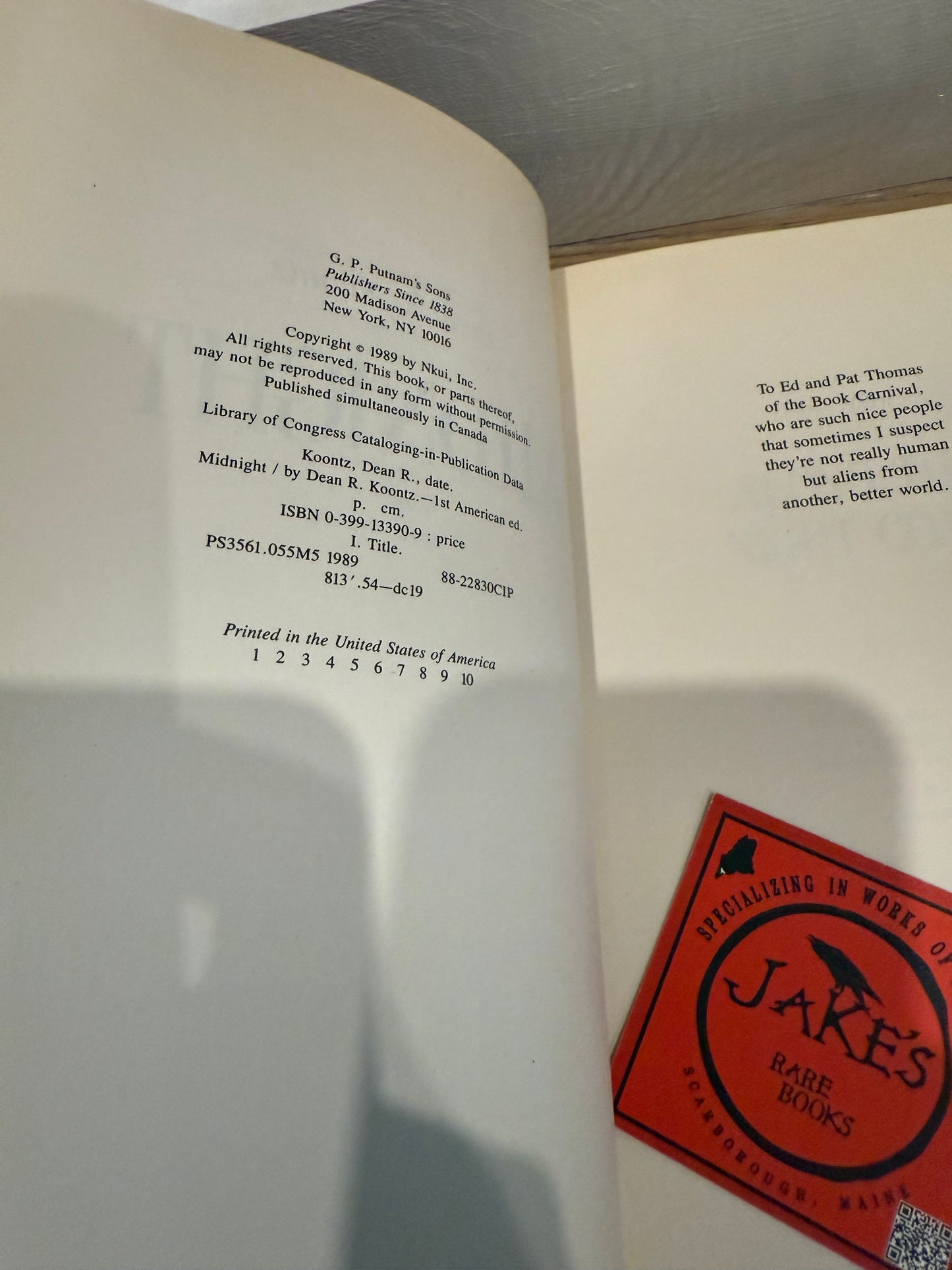 Dean Koontz, Midnight, First Edition INSCRIBED