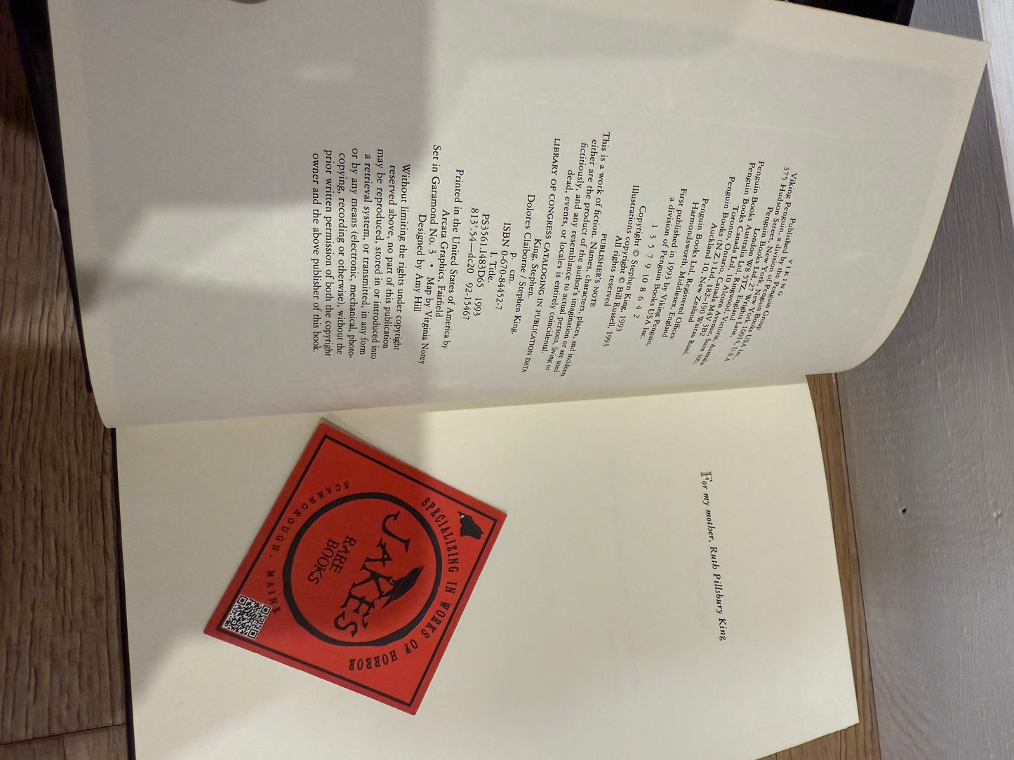 Stephen King, Delores Claiborne, First Edition, Viking Press