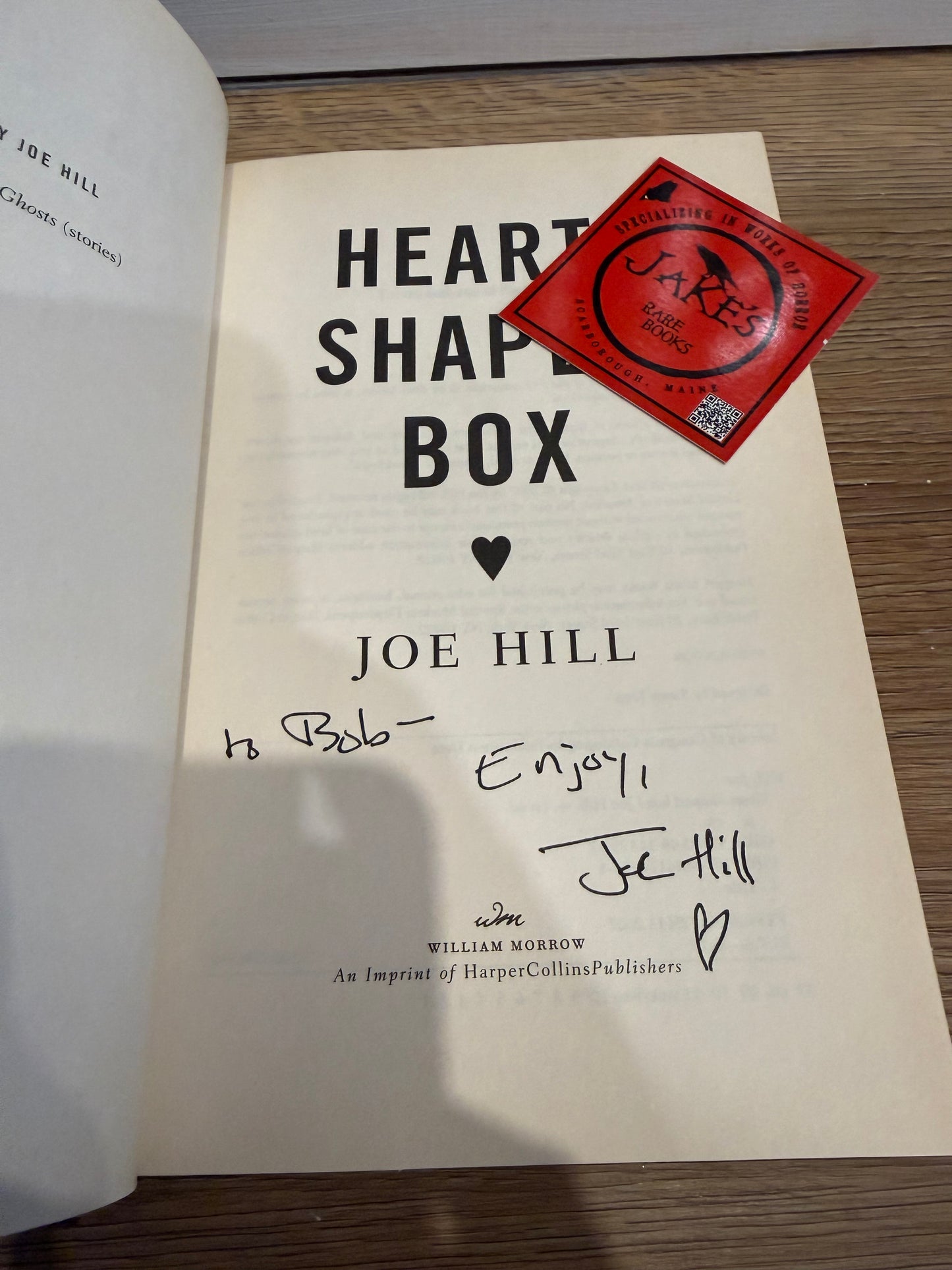Joe Hill, Heart Shaped Box, First Edition INSCRIBED, Harper Collins
