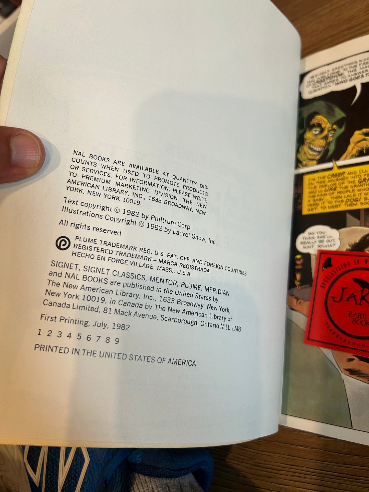 Stephen King, Creepshow, First Edition, Plume