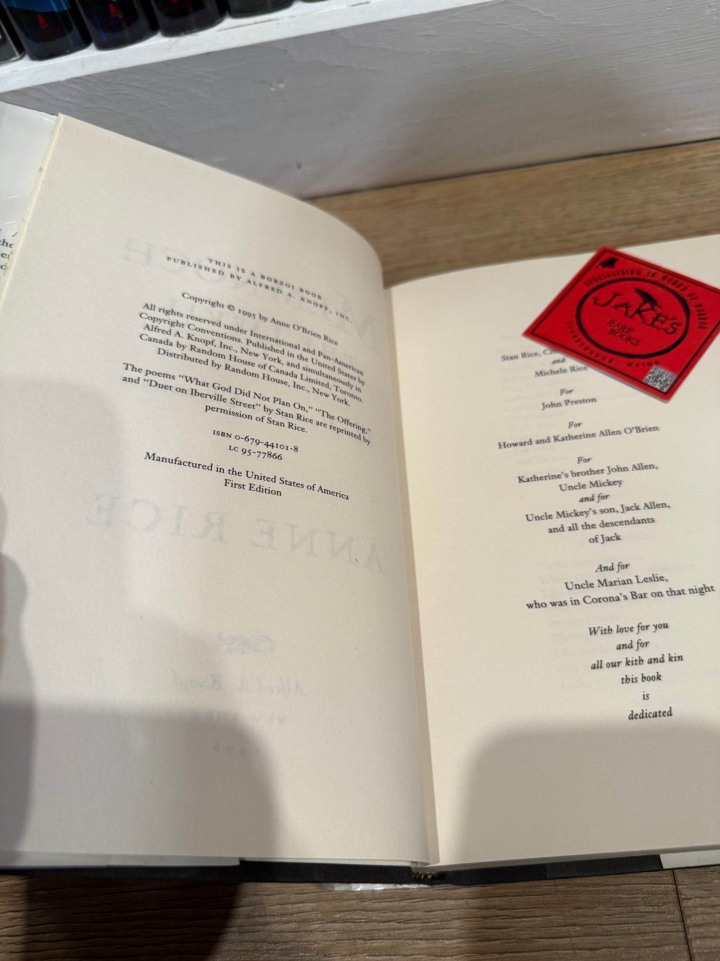 Anne Rice, Memnoch the Devil, First Edition.