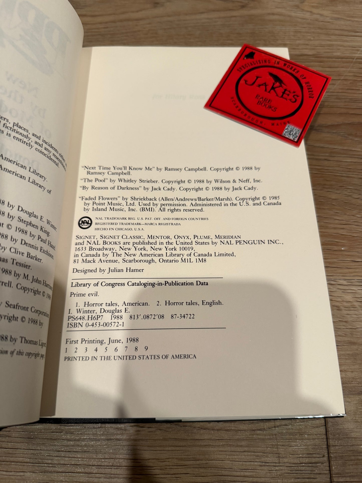 Prime Evil, Douglas Winter, First Trade Edition