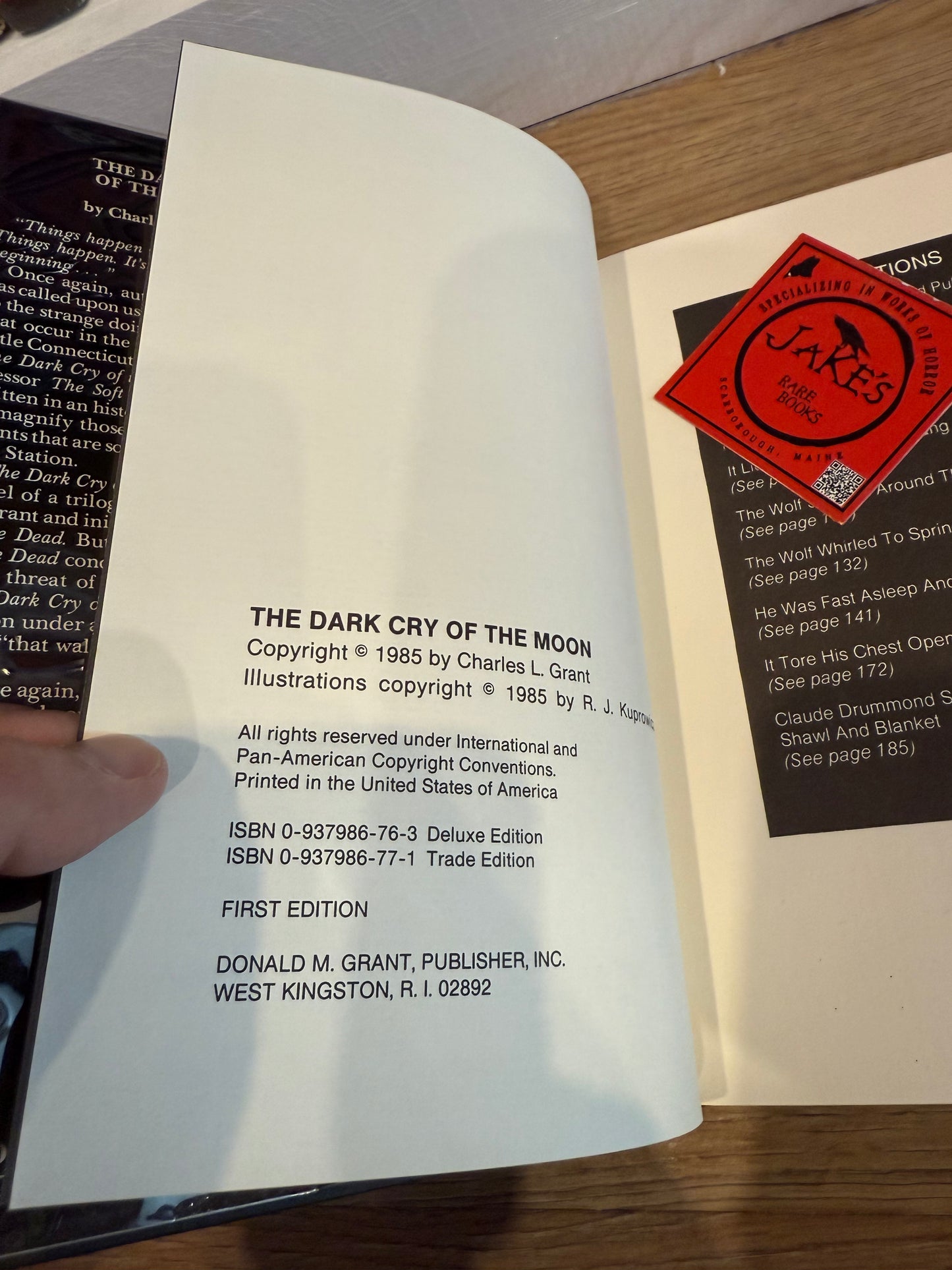 Charles Grant, The Dark Cry of the Moon, First Edition,