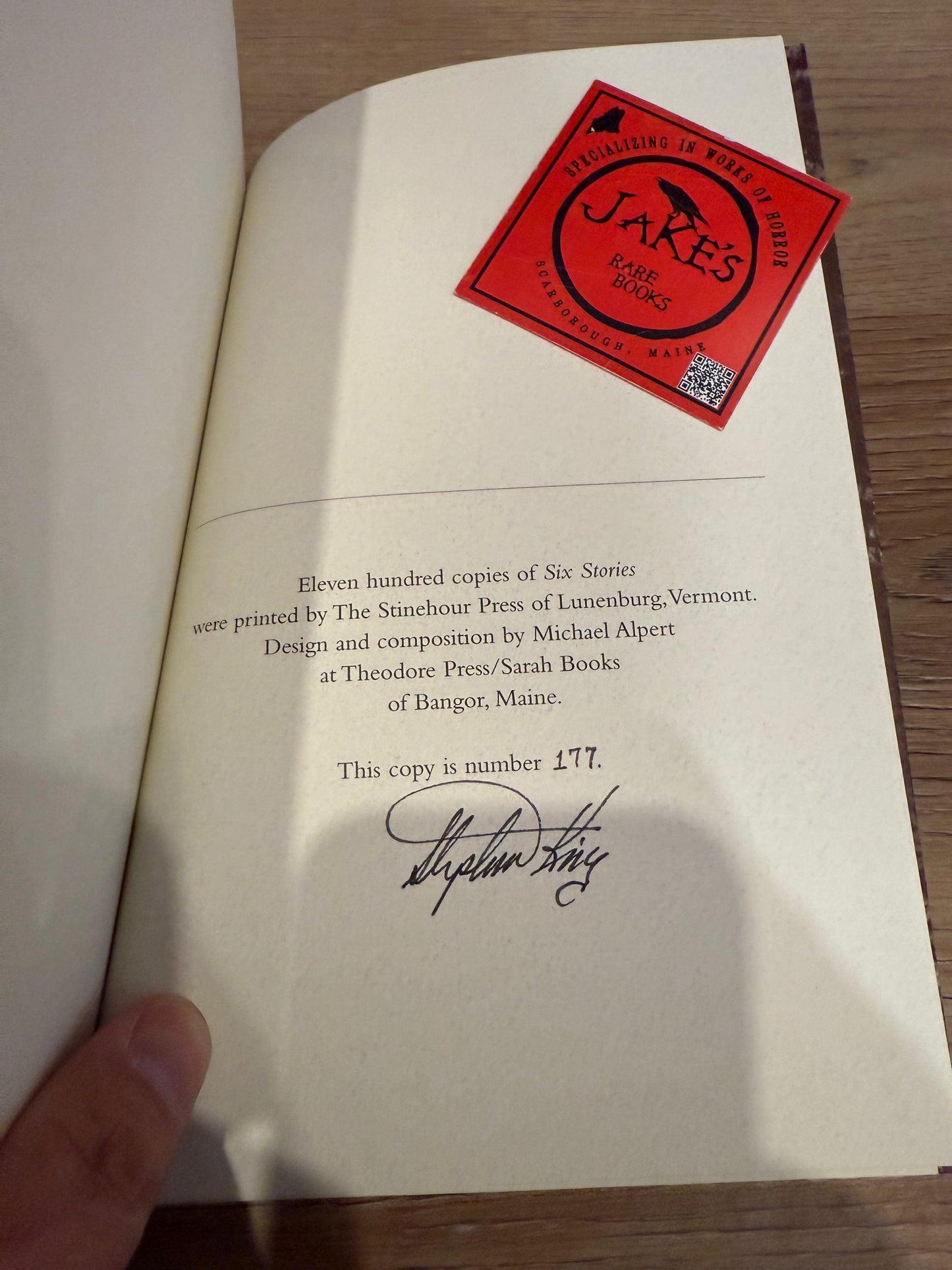 Stephen King, Six Stories, Signed/Limited #177