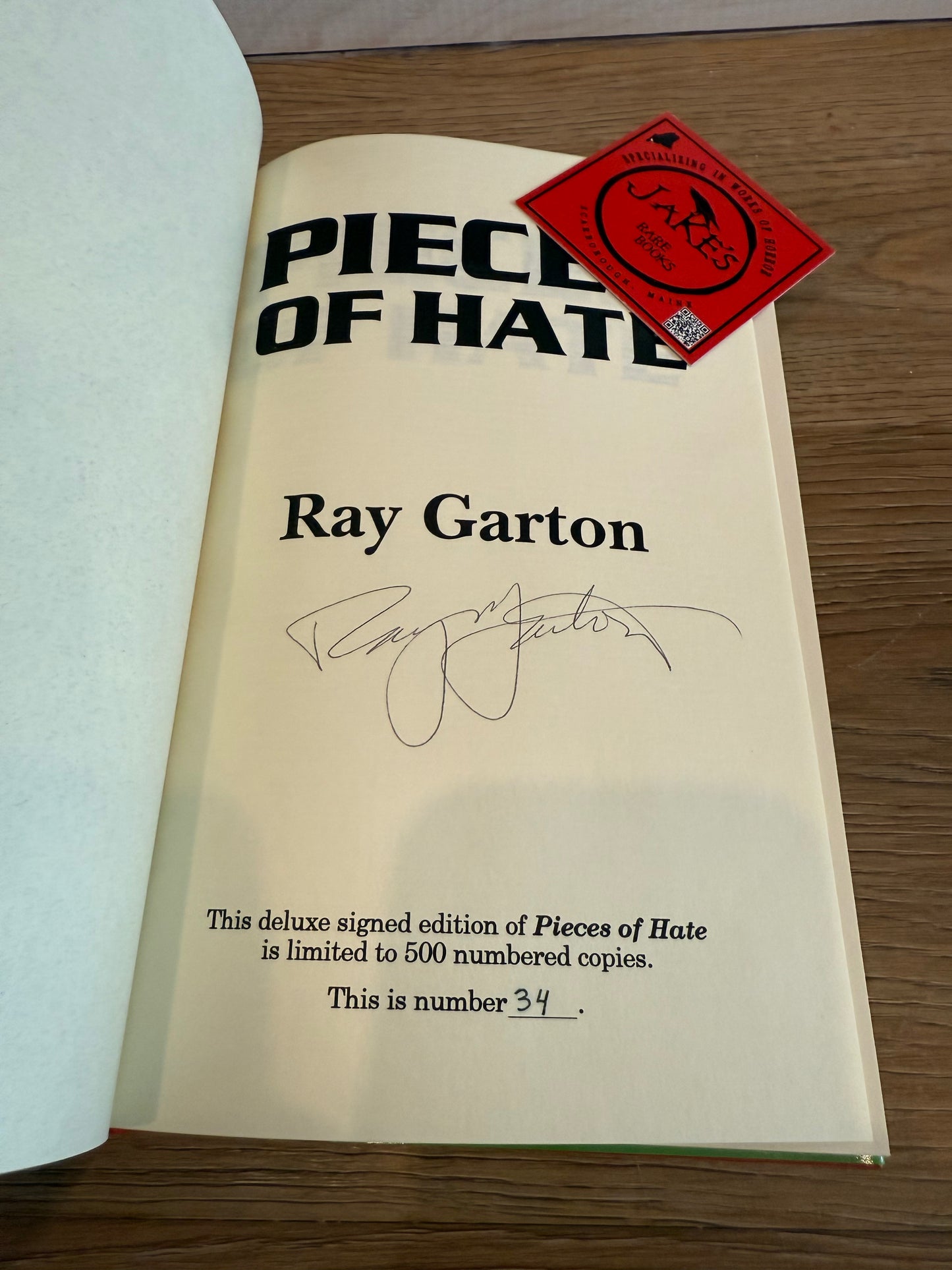 Ray Garton, Pieces of Hate, Signed/Limited, Cemetery Dance