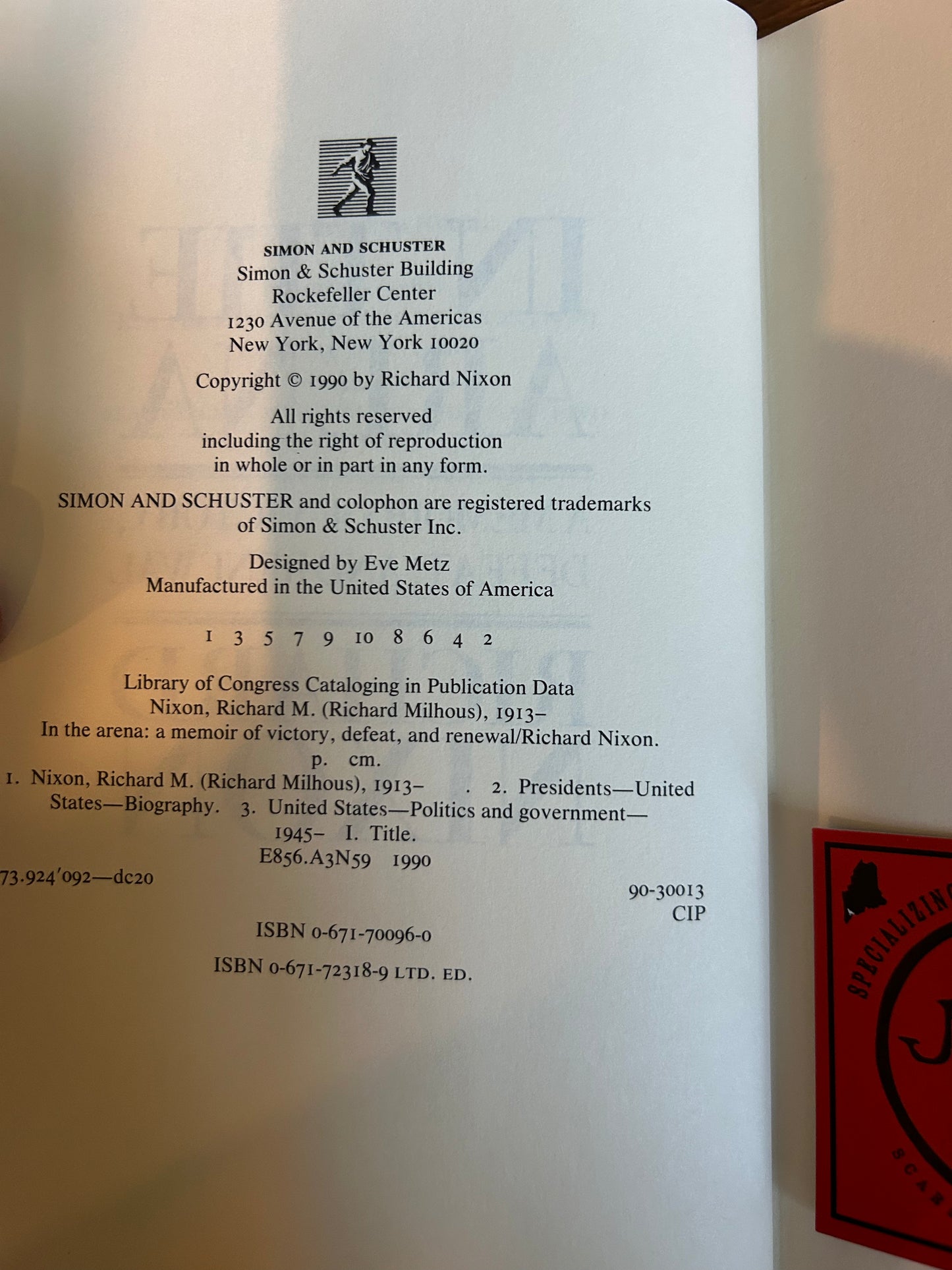 Richard Nixon, In the Arena, Signed First Edition, Simon and Schuster