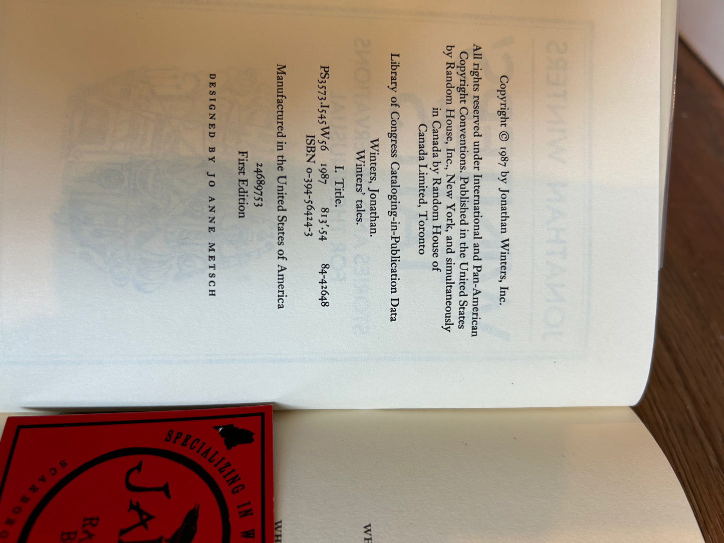Jonathan Winters, Winter’s Tales, Signed First Edition, Random House