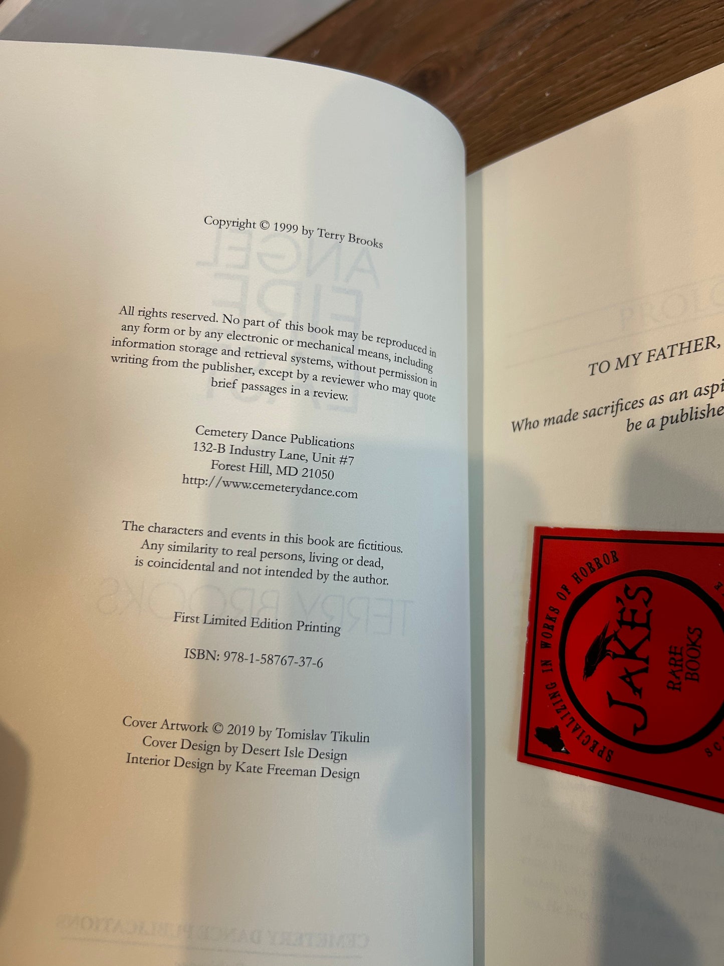 Terry Brooks, Angel Fire East, Signed Limited Edition #2, Cemetery Dance