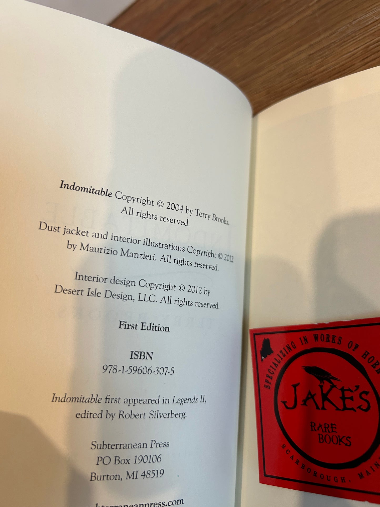Terry Brooks, Indomitable, Signed First Edition #12, Subterranean Press